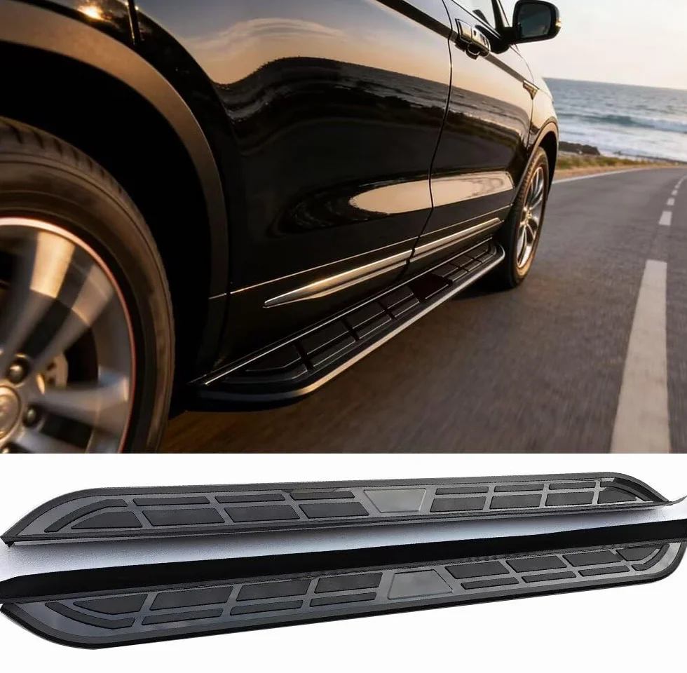 Pedane laterali fisse in alluminio (con staffa) senza trapano | Kit di bulloni per progetti fai da te per SUV (1 set) (HKX) per Land Rover Range Rover Sport 2013-2022, 2 pezzi