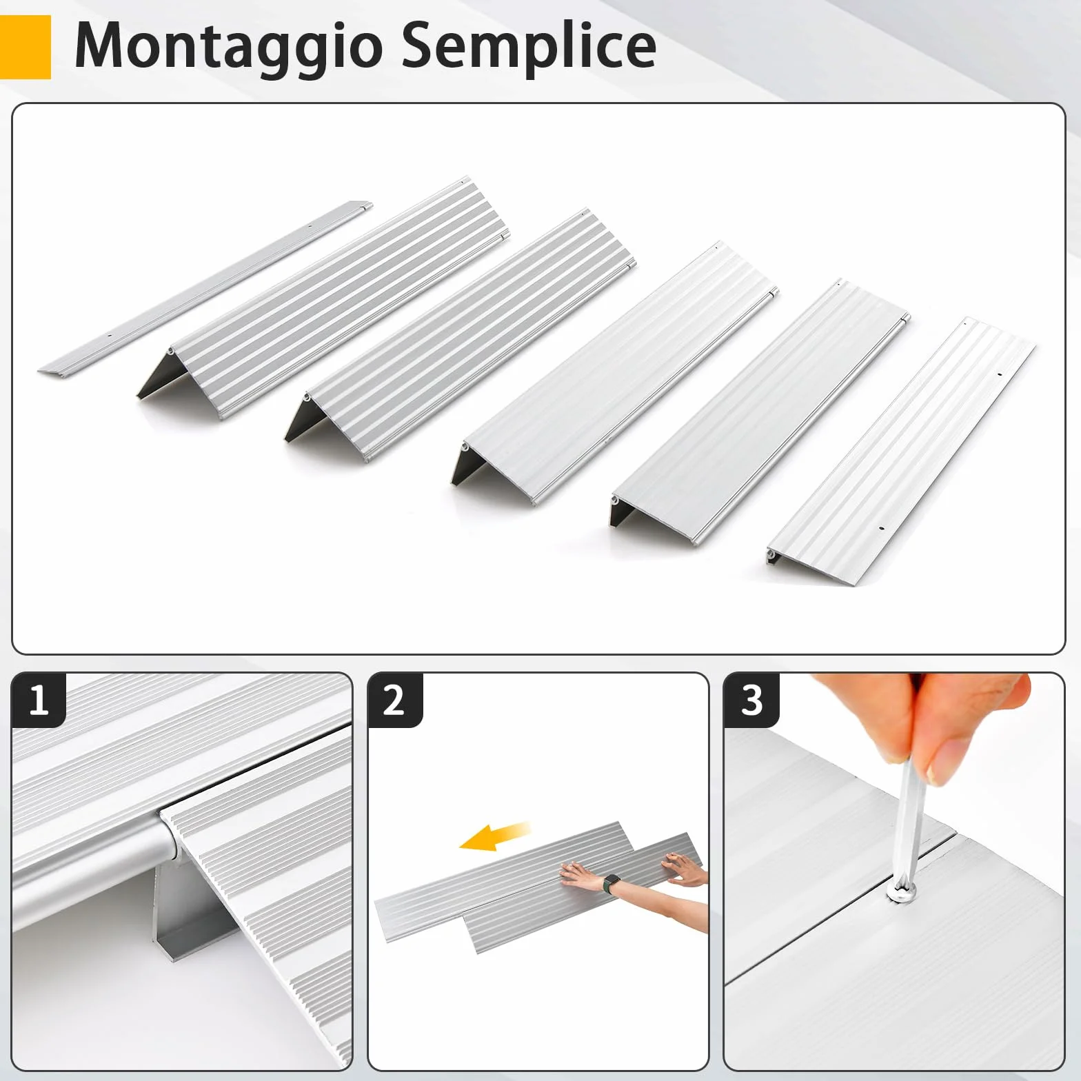 COSTWAY Rampa per Soglia Porta, Rampa d'Accesso in Alluminio con Altezza Regolabile, Superficie Antiscivolo, Portata 317 KG (13 cm)