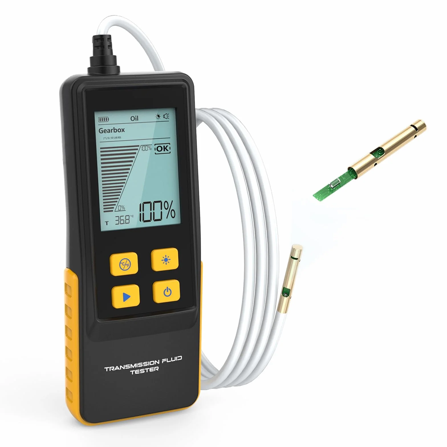 BELEY Tester per olio di trasmissione digitale per auto, con schermo da 2,8" e tubo da 800 mm, verifica la trasmissione della luce e la temperatura di diversi fluidi di trasmissione