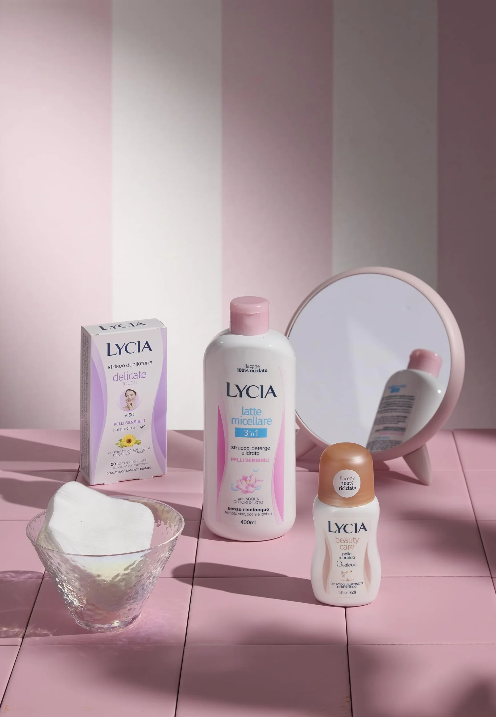 Lycia Strisce Depilatorie Viso Pelle Sensibile Calendula 20 Strisce + 4 Salviette Post Depilazione