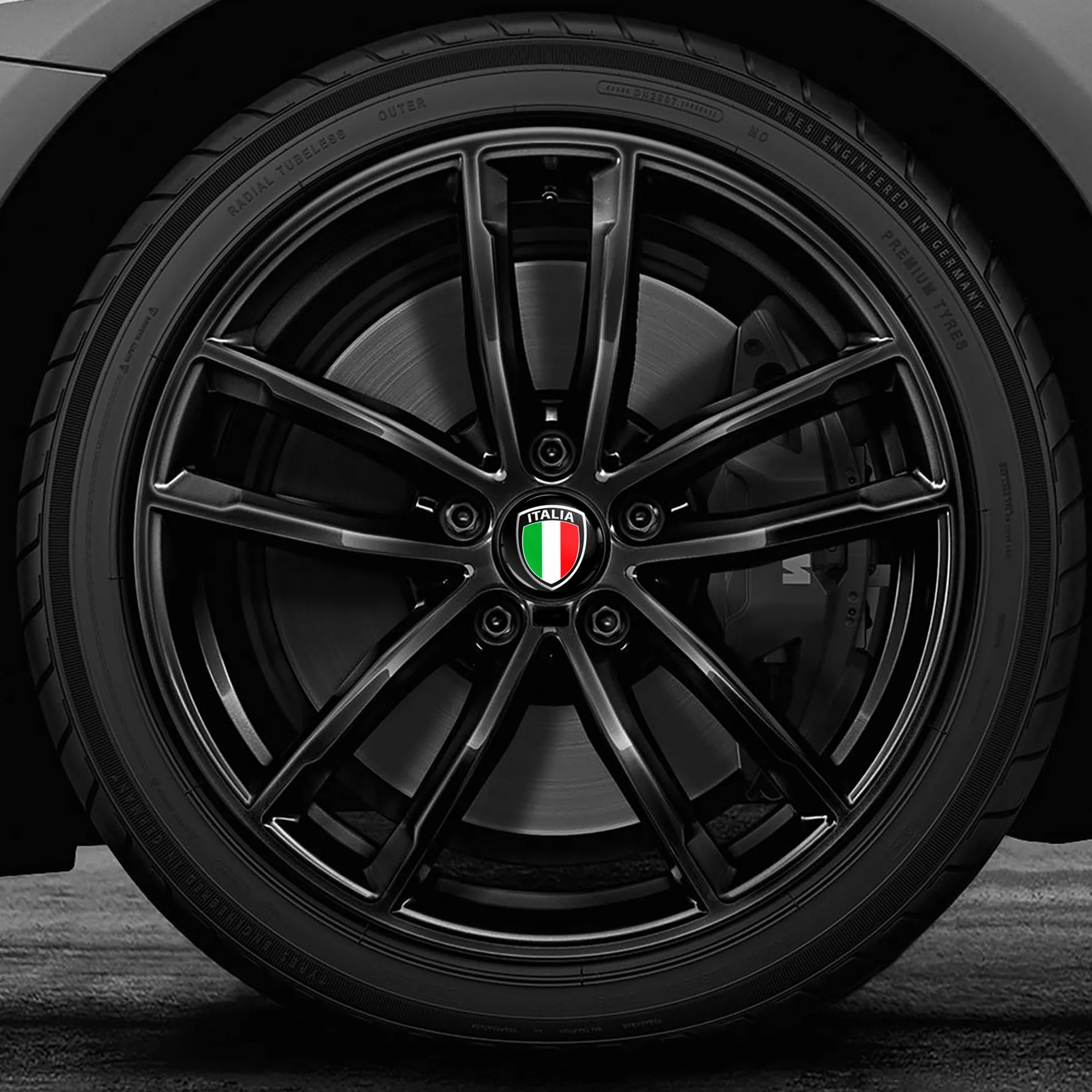 4 x 55 mm adesivi per coprimozzo adesivi ruota sticker italia italiana bandiera A 8555