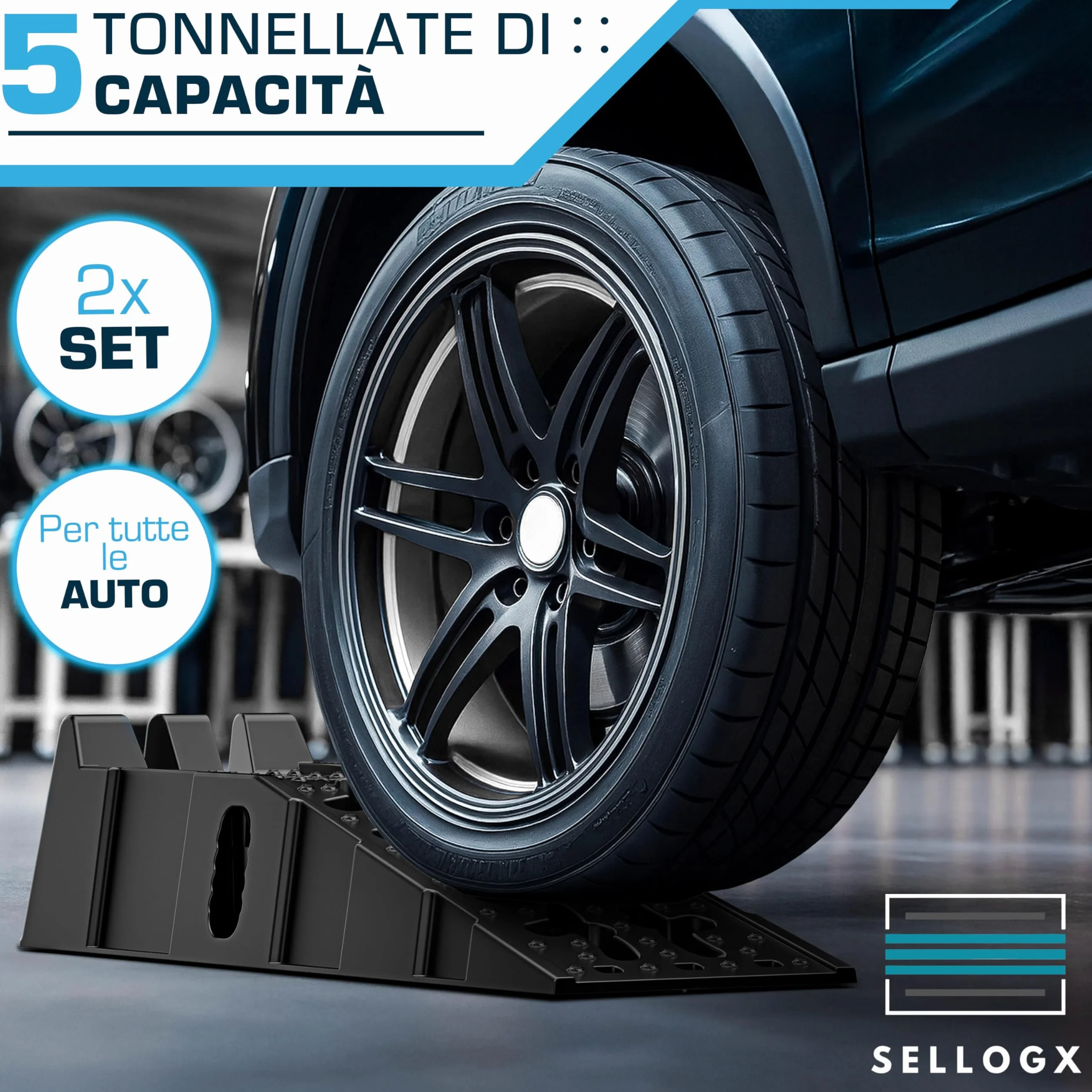 Rampe auto 2 pezzi 5t antiscivolo sollevamento per garage officina camion