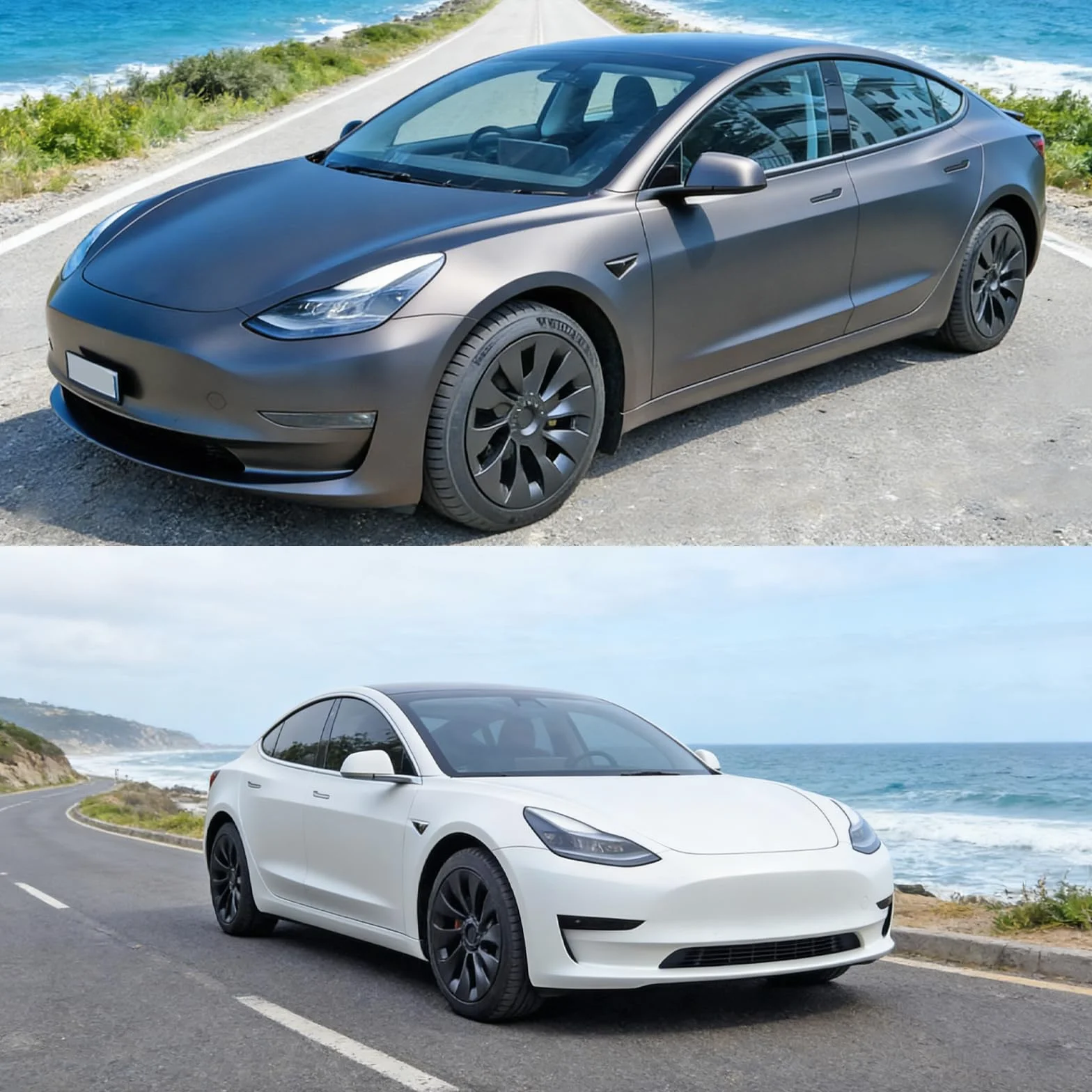 KAVANIC Tesla Model 3 Copriruota 18 Pollici Nero Opaco Supporto Logo Miglioramento Gamma 4 Pezzi Uberturbine Stile 2017-2023
