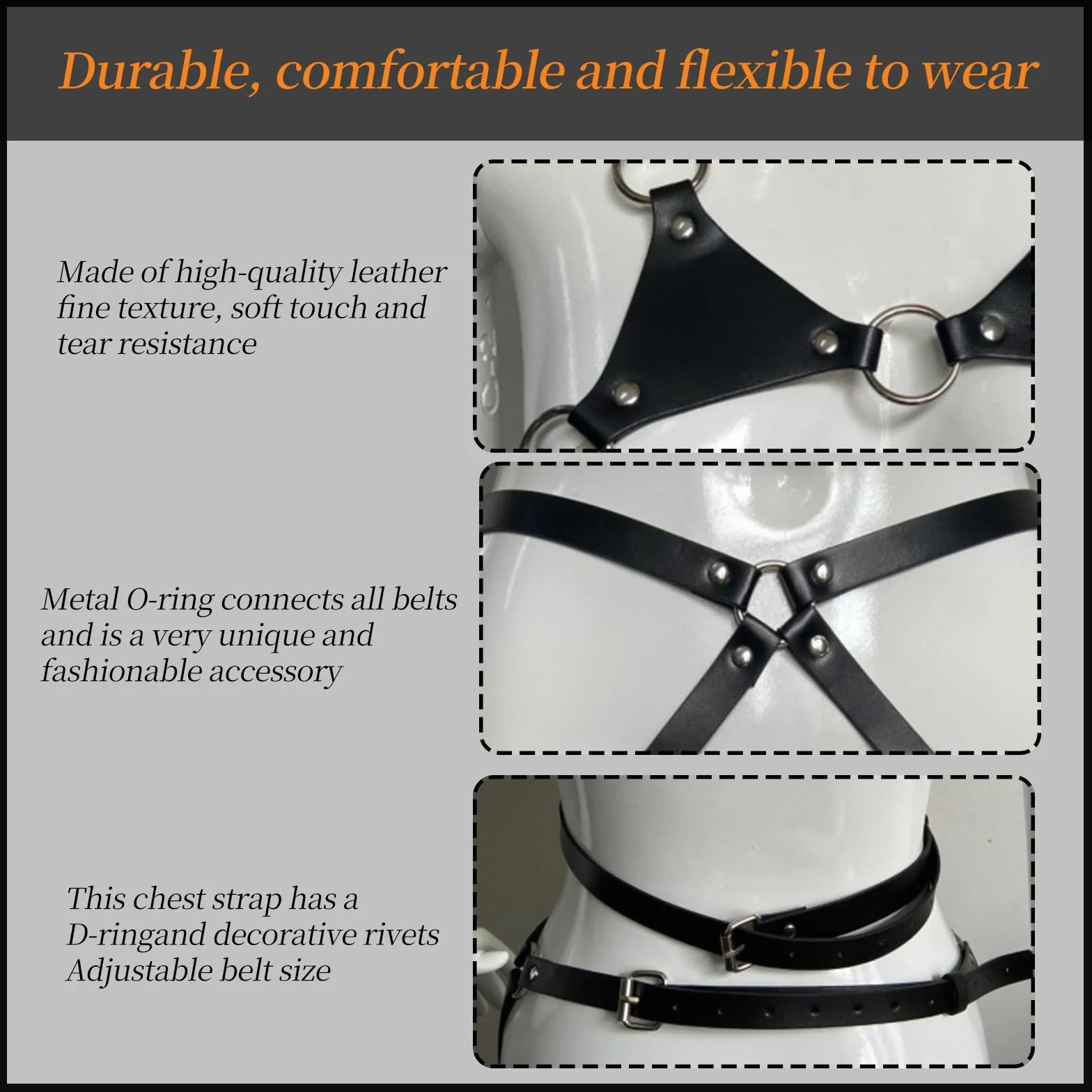 Set di Lingerie Bondage con Imbracatura in Finta Pelle, Cintura per Il Corpo, Cinghie per Il Petto, Giocattoli Erotica Fetish