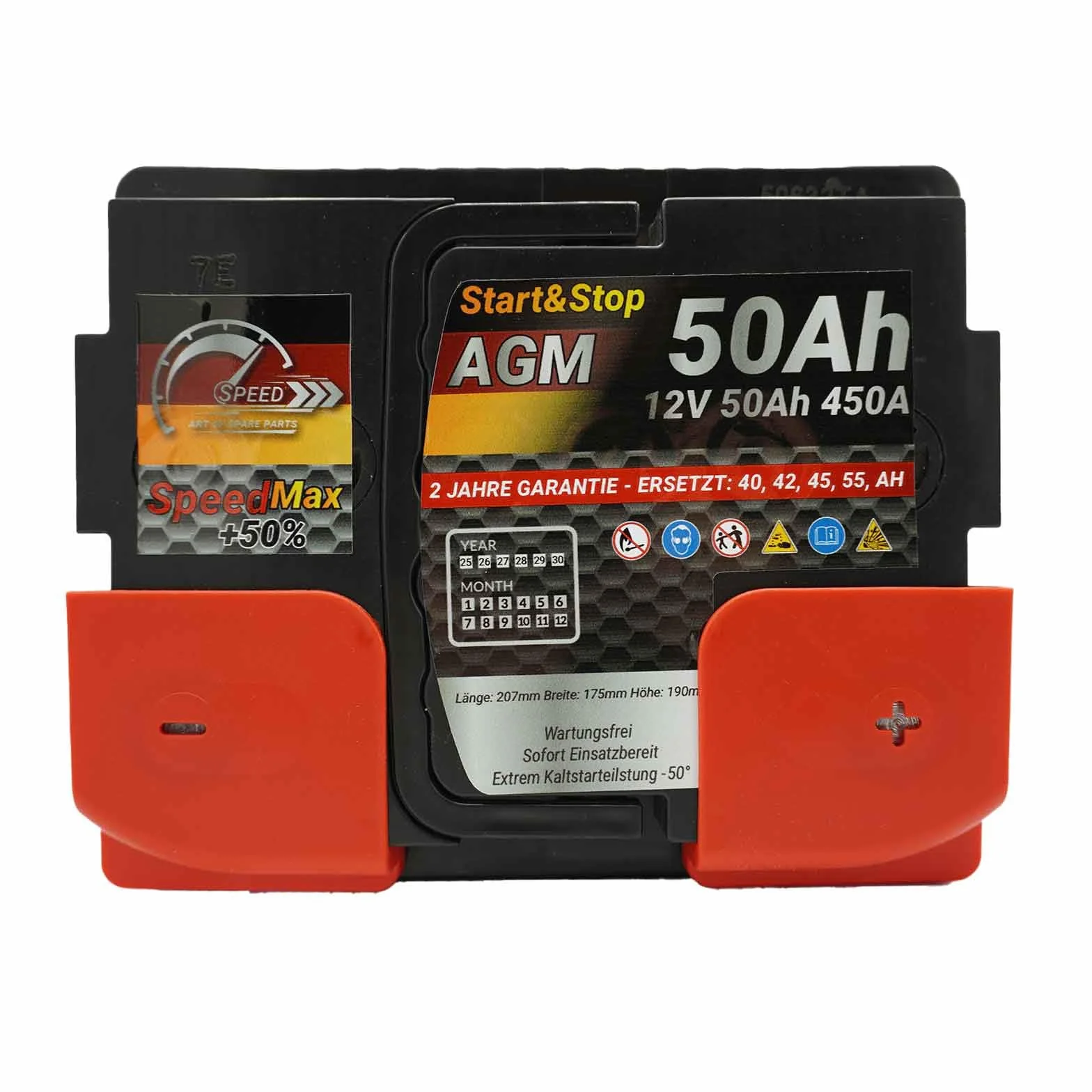 SpeedMax Batteria Auto 50Ah AGM 12V 540A Start&Stop