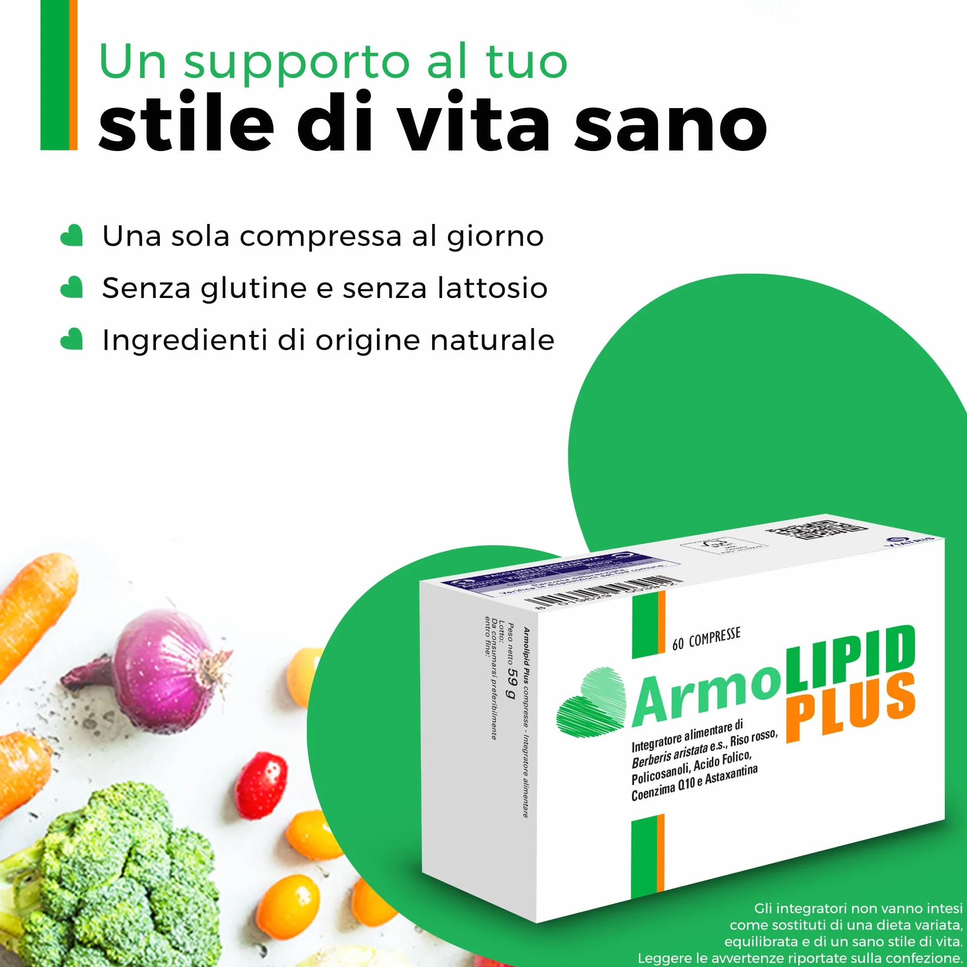 Armolipid Plus 60 Compresse Integratore Alimentare Berberis Aristata Riso Rosso Fermentato Acido Folico Policosanoli Coenzima Q10 Astaxantina