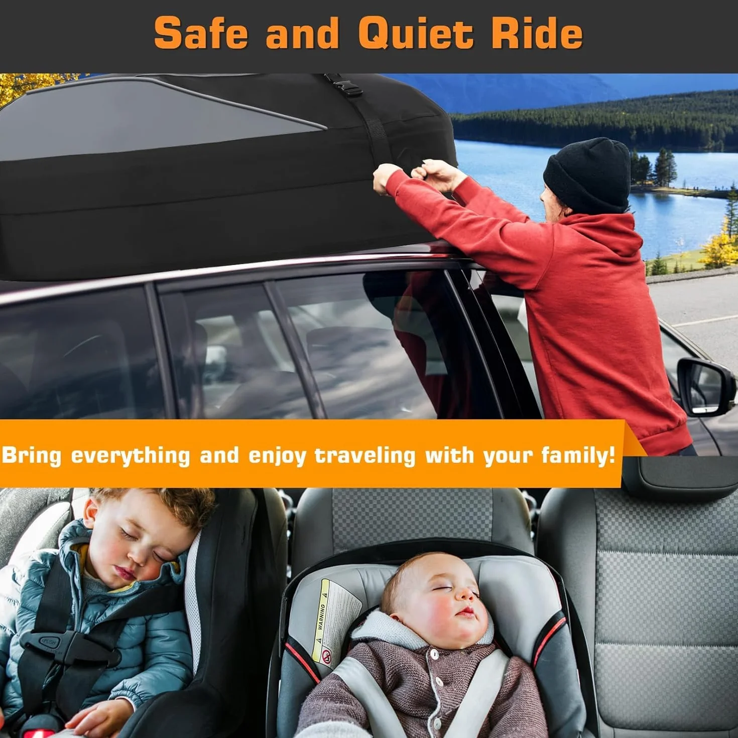Borsa Per Tetto Auto Impermeabile 425L Sailnovo Box Pieghevole 1000D Con Cinghie Rinforzate Ganci Per Portiere