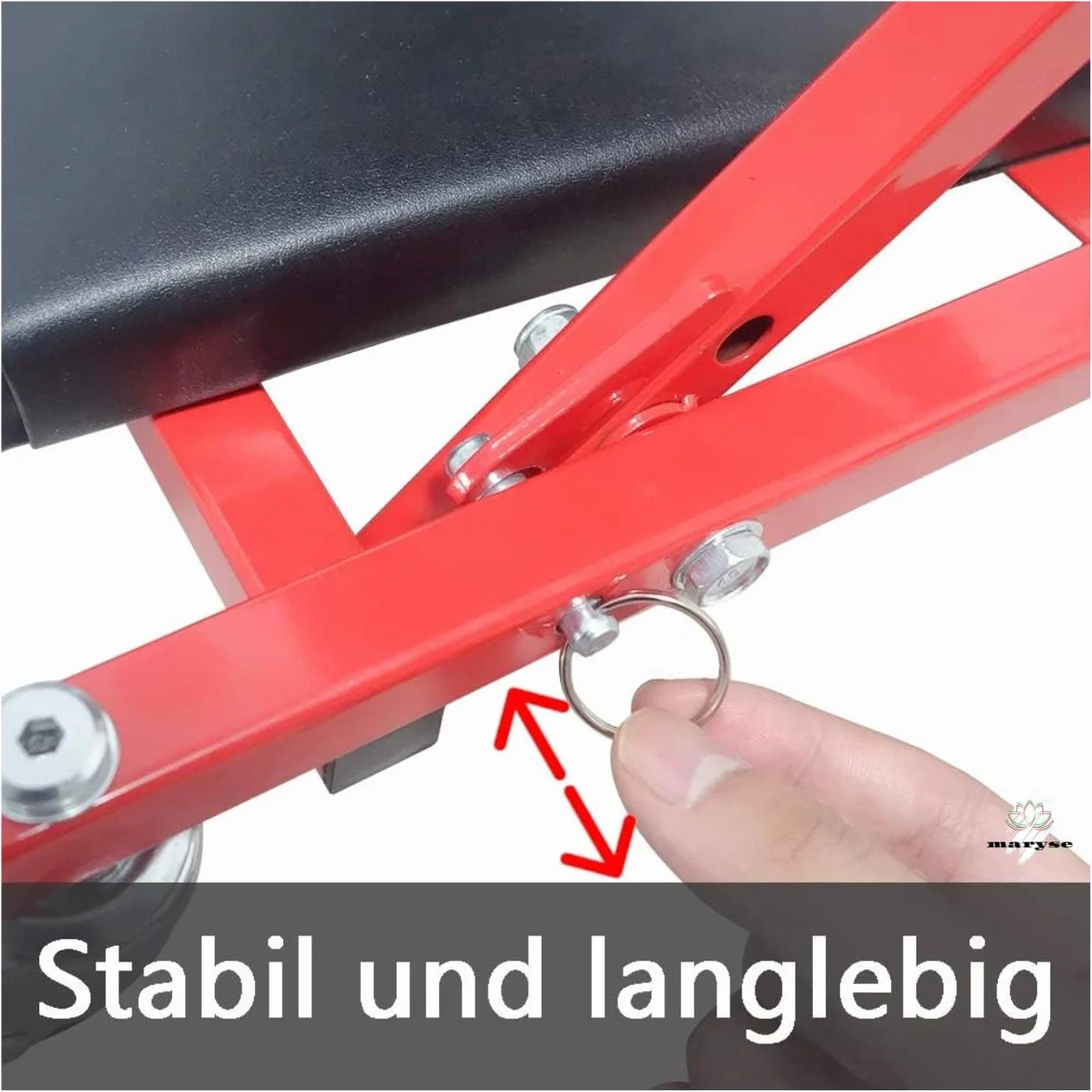 maryse - Lettino Sottoauto e Sgabello a Carrello 2in1 per Officina – Struttura in Acciaio Rinforzato, Ruote Silenziose, Max 150 kg, Comfort Imbottito e Design Pieghevole