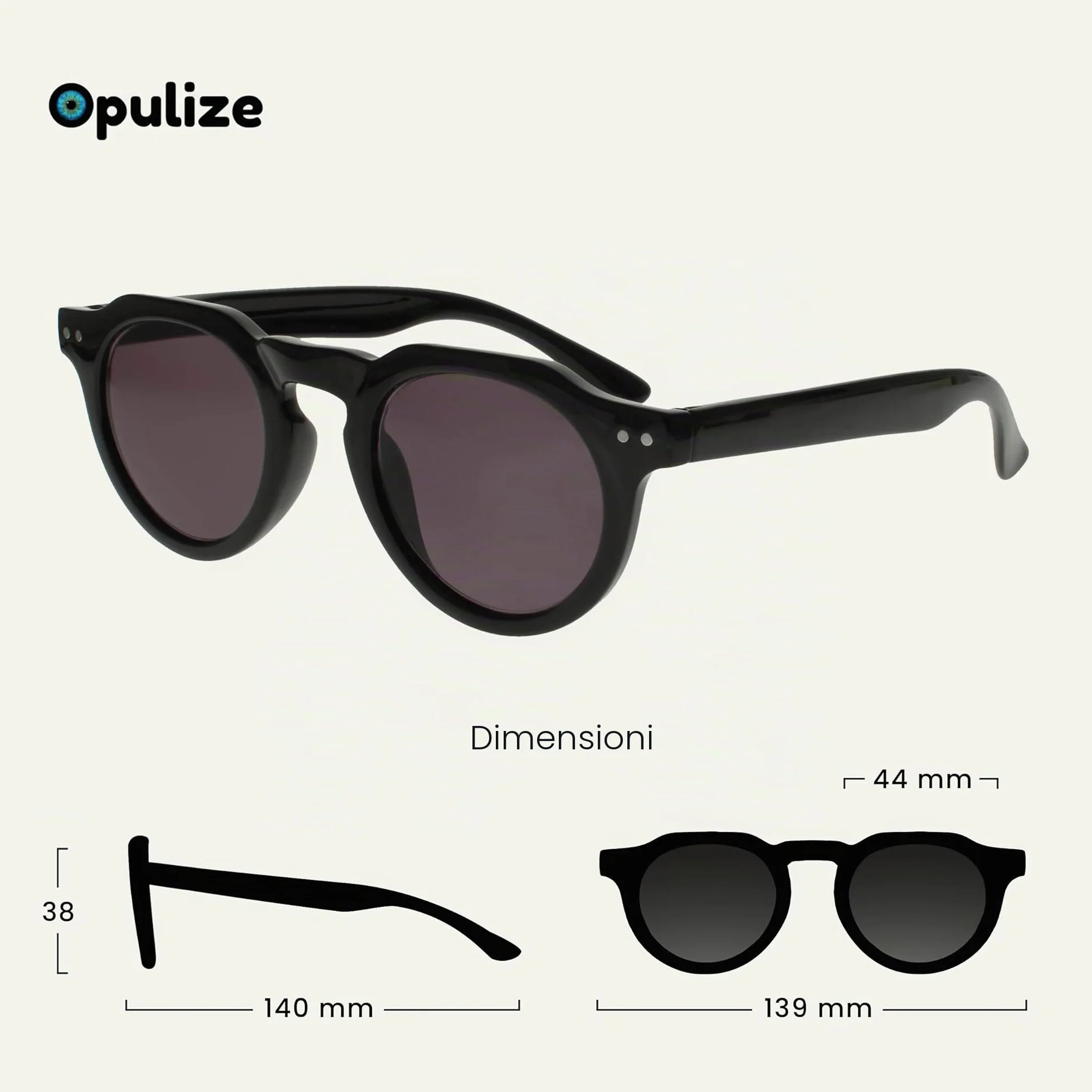 OPULIZE RIO Set da 3 Occhiali da Lettura con Lente da Sole UV400 Nero Marrone Grigio Uomo Donna +3.00