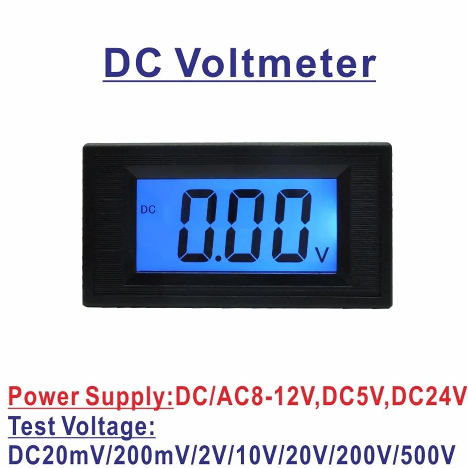 Voltmetro digitale LCD DC 200mV 2V 20V 200V 500V Misuratore di tensione Volt Tester da pannello Voltmetro Voltmetro Alimentazione 8-12V(DC500V,Power DC or AC8-12V)