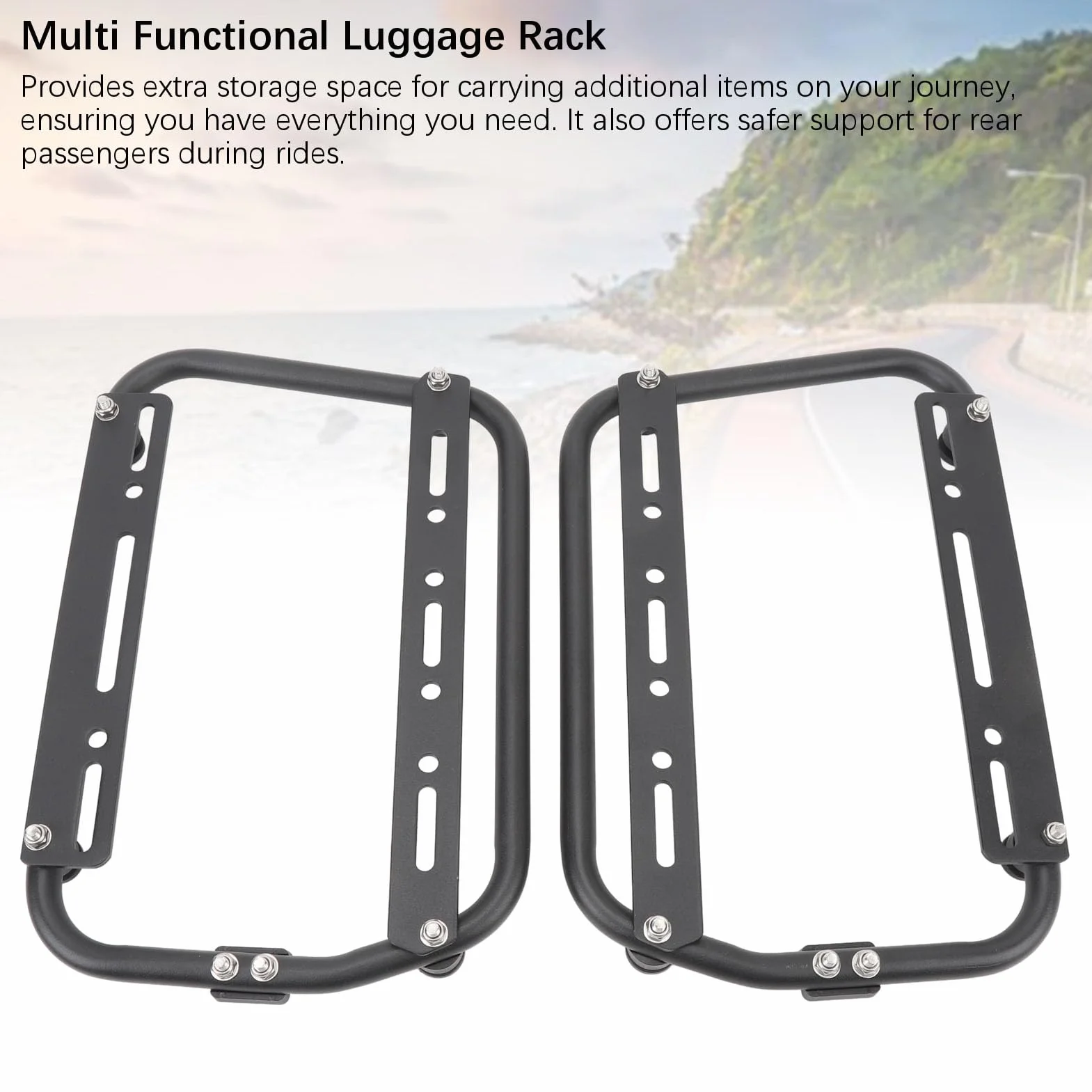 Porta Barra di Supporto per Borsa Sella Laterale, Portapacchi di Supporto Laterale per Moto, Lega di Alluminio, Verniciatura a Polvere Nera, Resistente All'usura, Robusto,