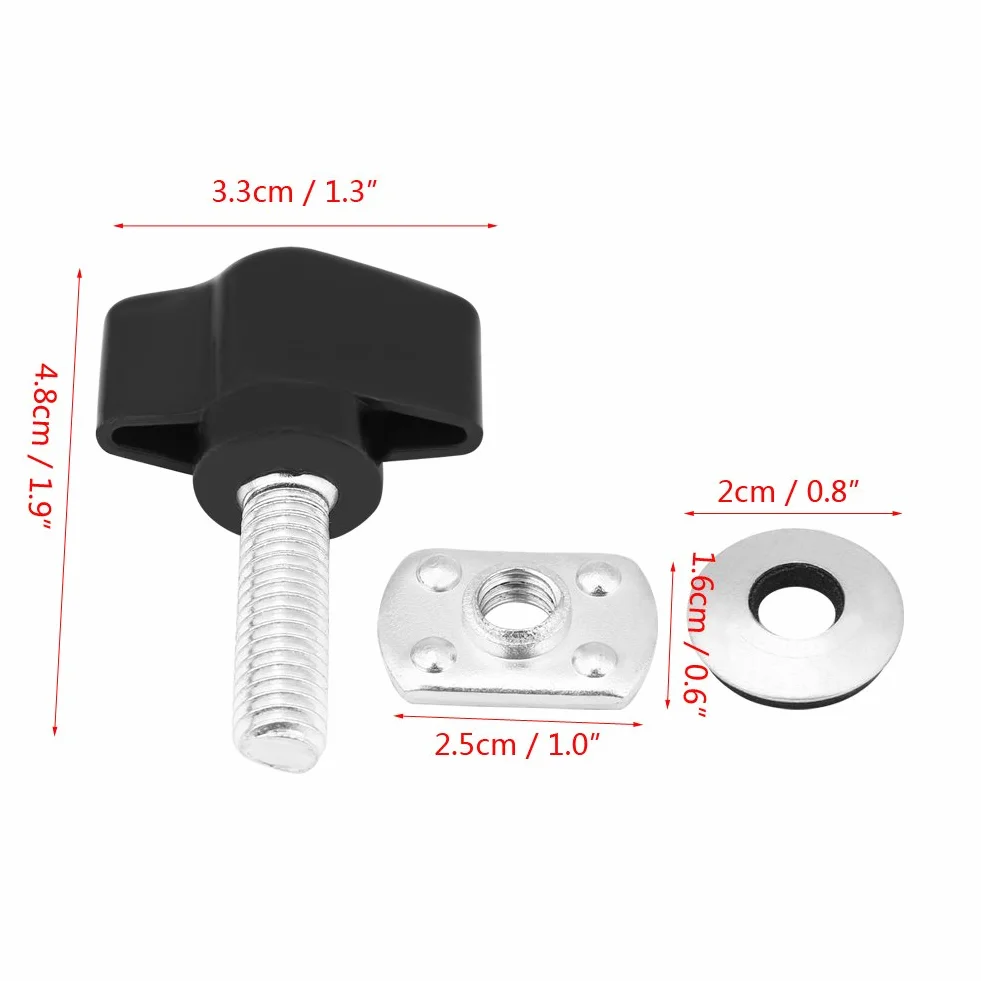 Elementi di Fissaggio Hard Top Metallo Nero Argento 8 Pezzi Universali Viti a Testa Zigrinata Dadi Bulloni Rondelle