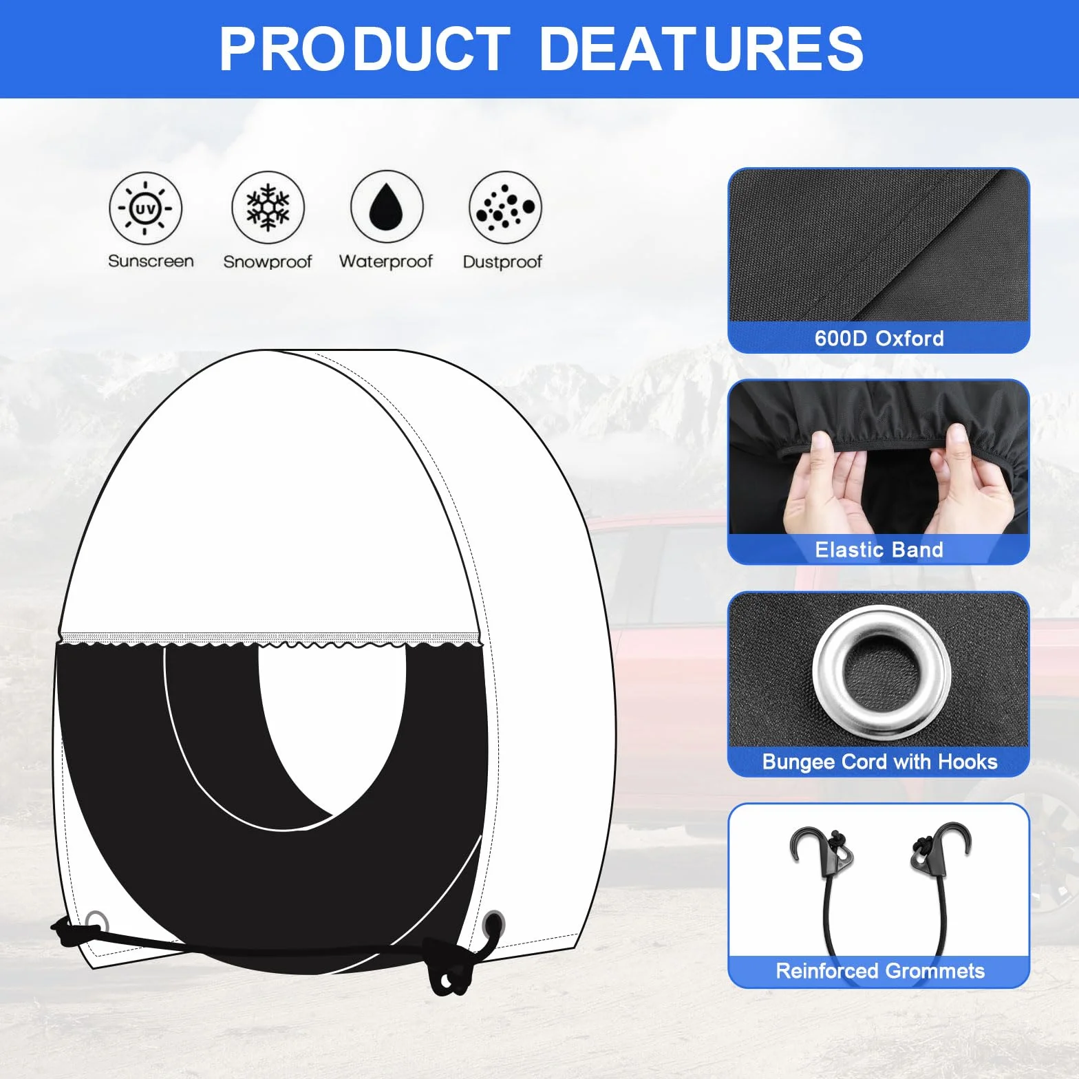 Zettum Coperture per pneumatici 4 pacchetti adatti a pneumatico diametro 26-29 pollici impermeabile PU Oxford
