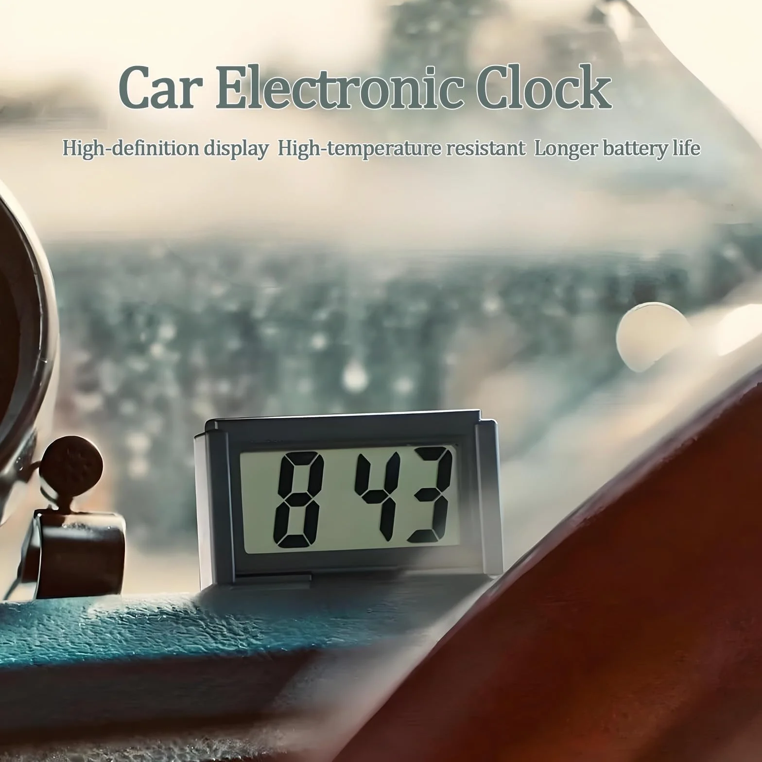Mini orologio digitale elettronico per auto, sveglia da viaggio, piccolo orologio digitale per auto, cruscotto, scrivania, tavolo, nero