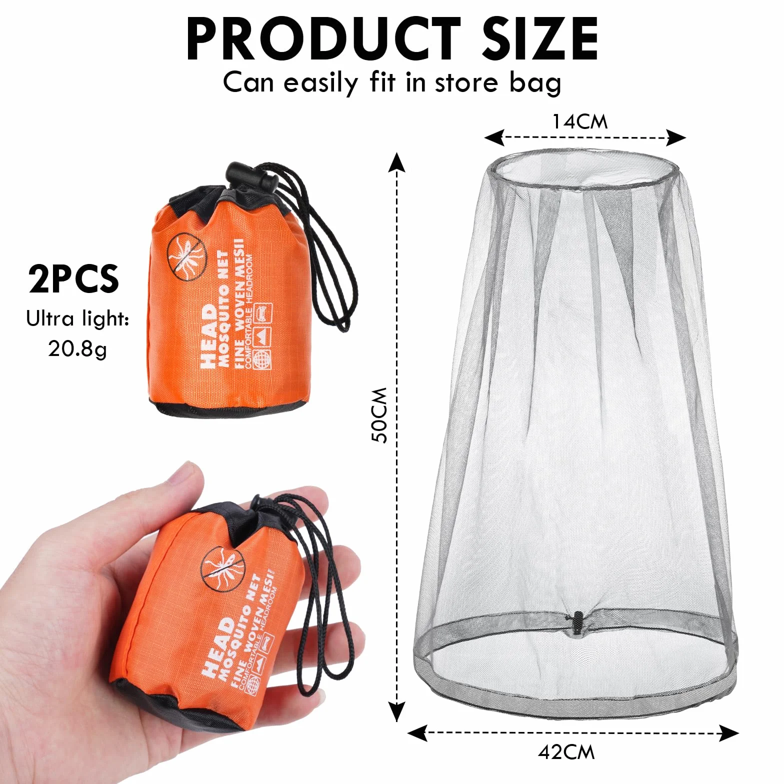 ACWOO Cappello con Zanzariera 2 Pezzi Rete per la Testa Protezione Viso Campeggio Escursionismo