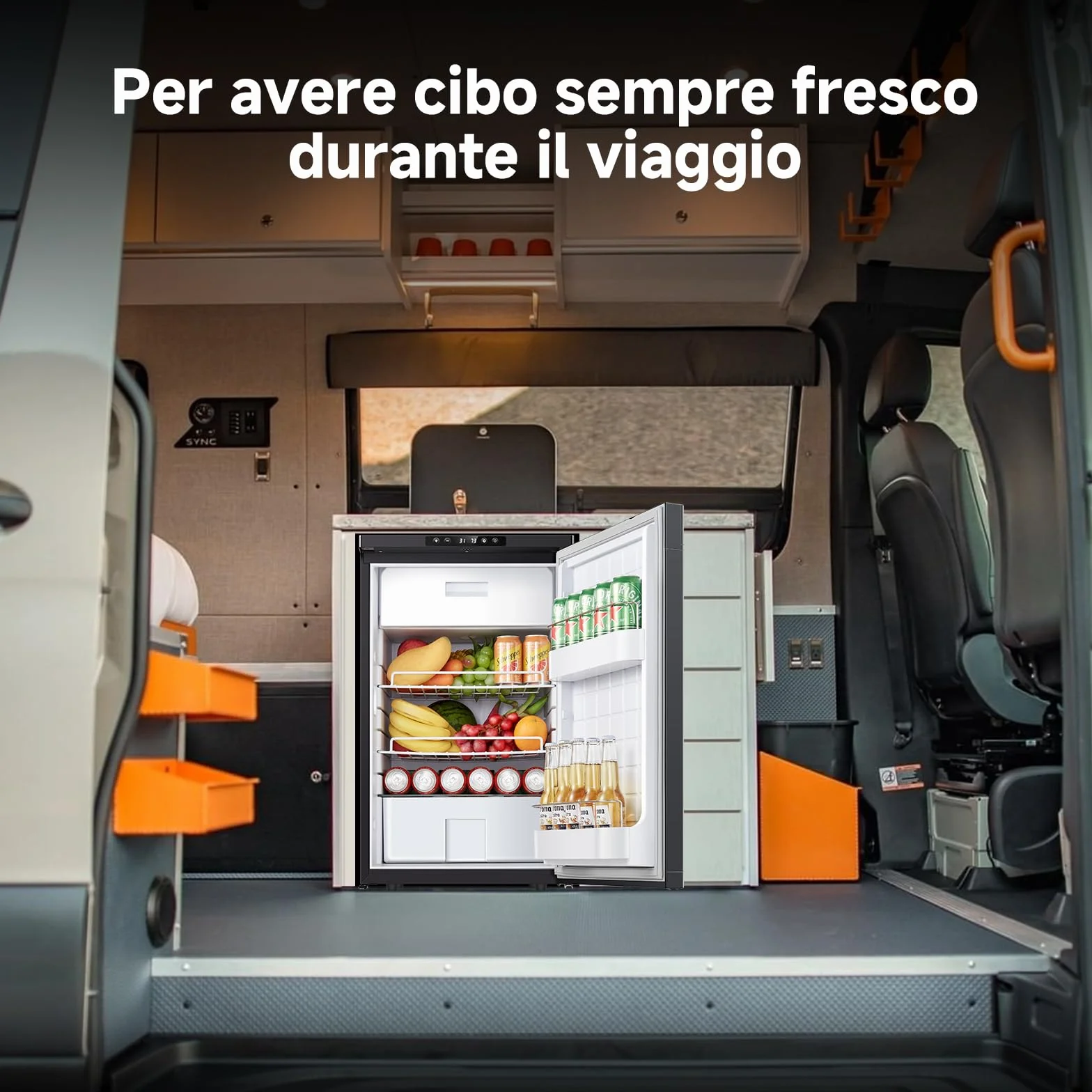 AAOBOSI Frigo Portatile 83L 12/24V DC -20°C a 20°C con APP e Luci LED per Campeggio Caravan Auto Camper