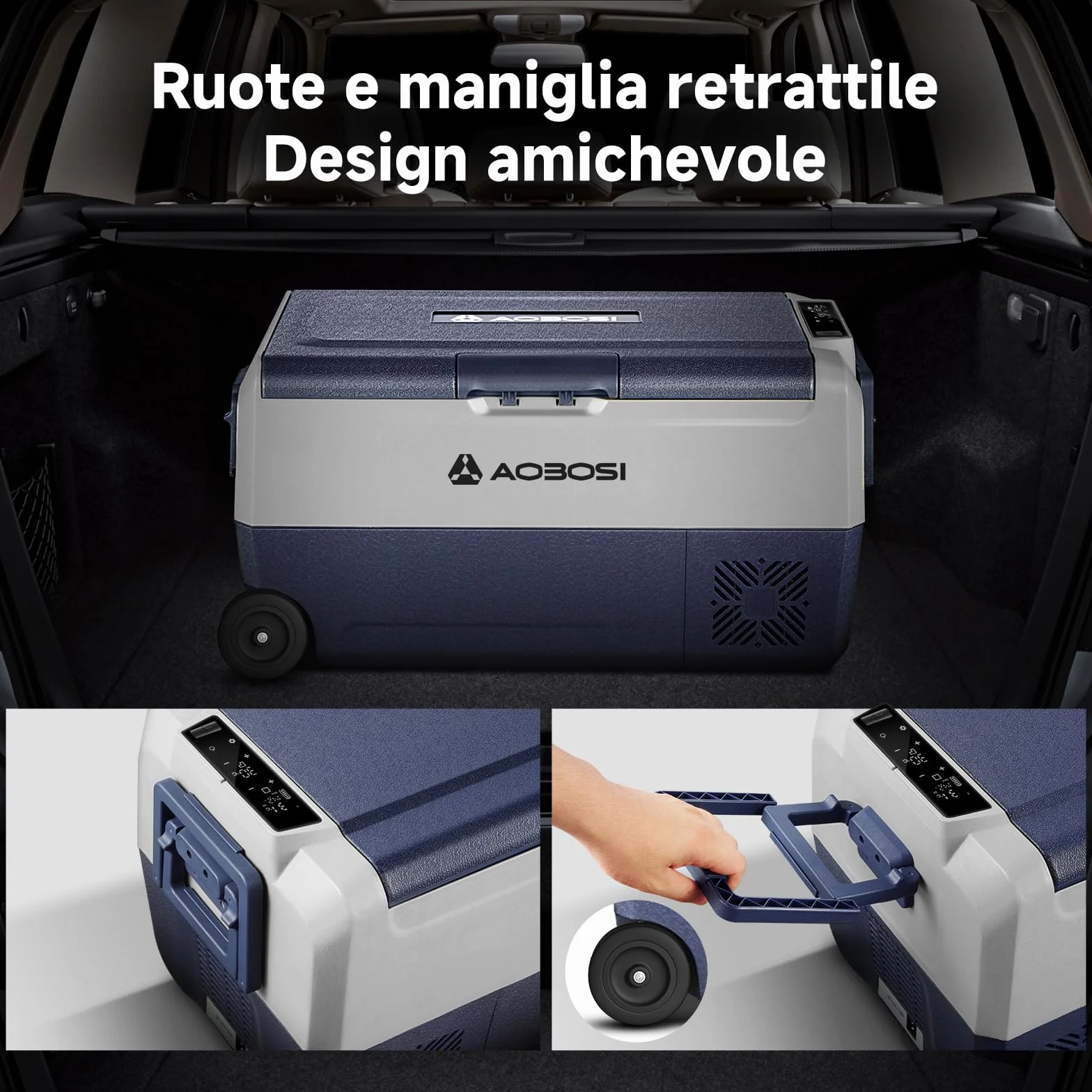 AAOBOSI 36 Litri Frigo Portatile Doppia Zona, Frigorifero Auto -20 ℃ a 20 ℃, Frigo Campeggio con APP, 12/24 V DC e 100/240 V AC Frigorifero Portatile Per Auto,Camion,Camper,Barca,Campeggio,Viaggi,Casa
