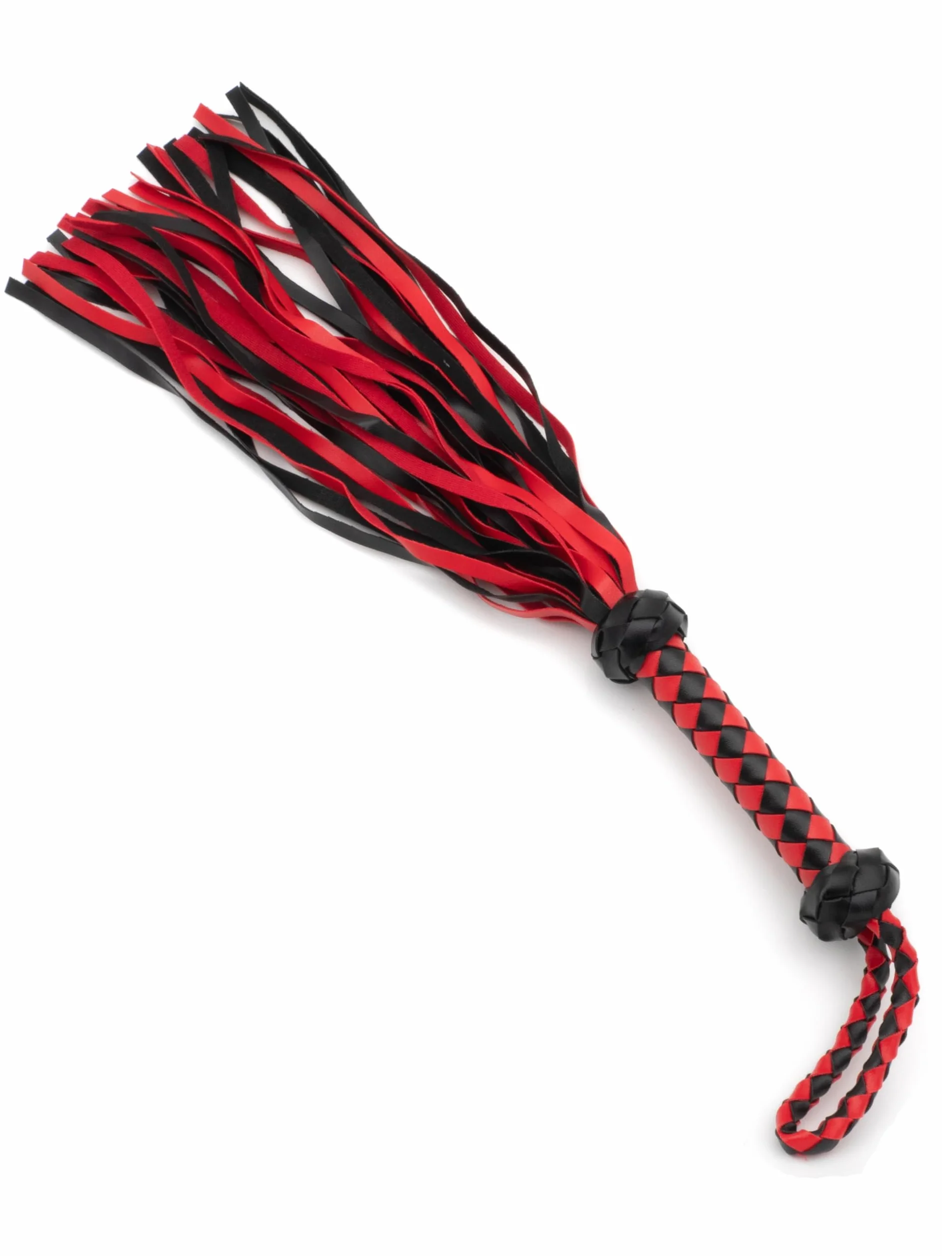 BONDAGERIE Flogger Nero e Rosso Gatto 9 Code con Disegni Rombi