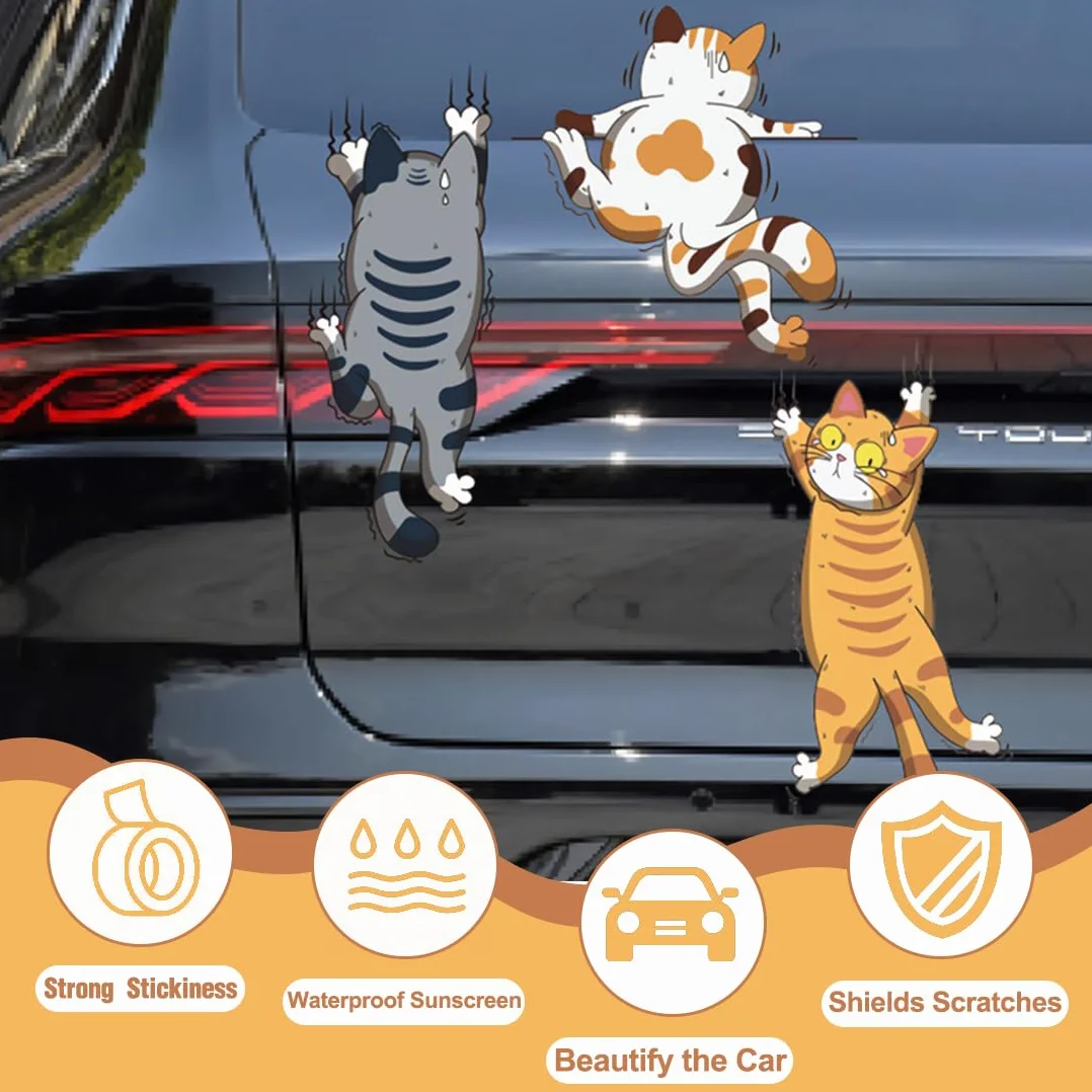 Set di 6 Divertenti Adesivi per auto con cani e gatti dei cartoni animati, divertenti adesivi per paraurti per auto e copertura antigraffio, Ideali per Auto, Camion, Pareti, Laptop e Bagagli