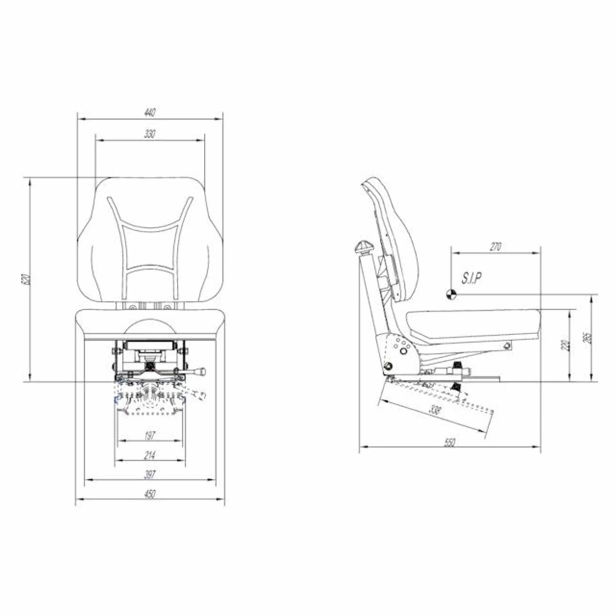 Sedile Trattore Universale con Sospensione Meccanica in PVC Gopart TS23000GP