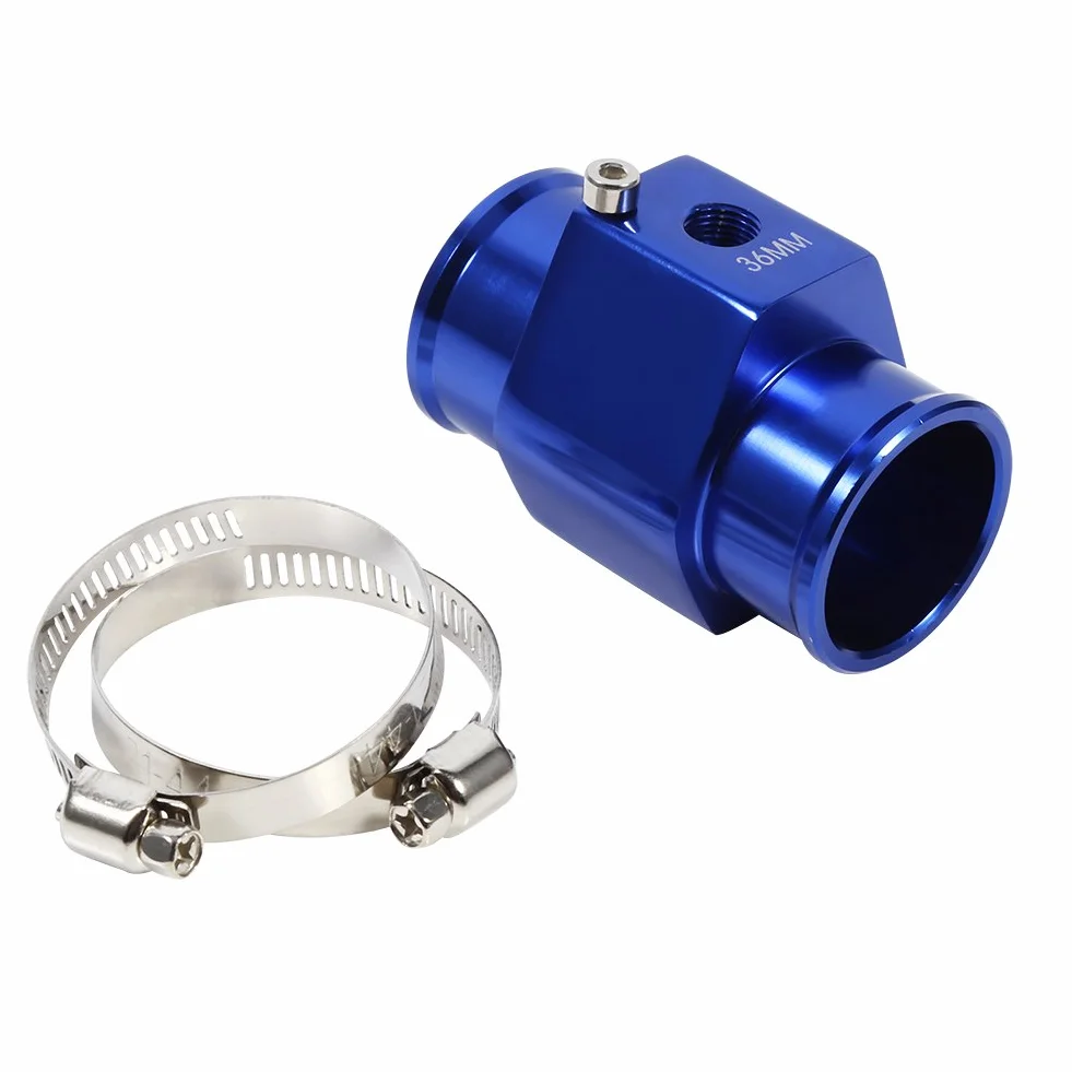 Tubo di Giunzione della Temperatura 'acqua, Adattatore per Tubo del Radiatore con Indicatore di Temperatura del Tubo di Giunzione della Temperatura 'acqua Blu 36 Mm