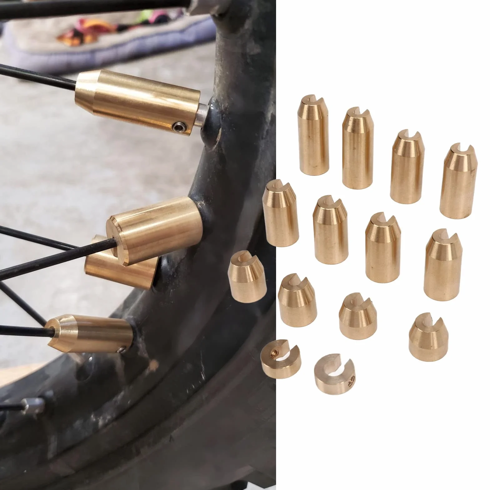 Pesi per Ruote a Raggi per Moto, KIMISS Equilibrio per Raggi Ruota in Ottone Resistente All'usura Pesi per Bilanciamento a Raggi Ruota Kit di Ricarica per Super Moto Dual Sport (14 pezzi)