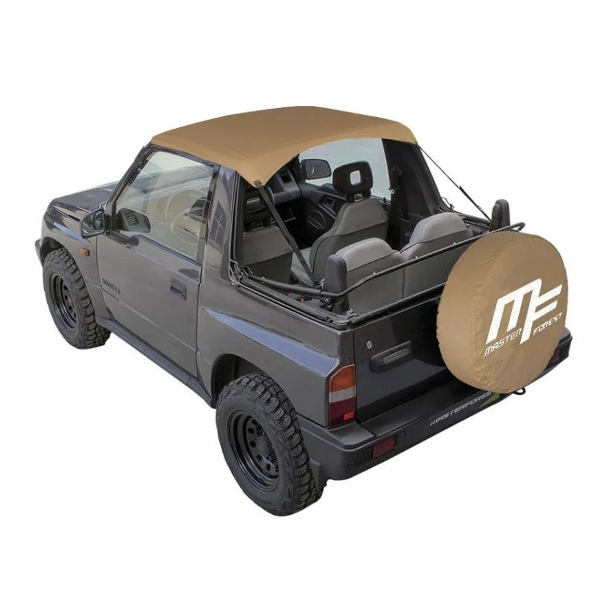 Capote Bâche Bikini Marrone per Suzuki Santana Vitara MK1 4x4 Esterno Vinile Interno Cotone Tetto Rimovibile