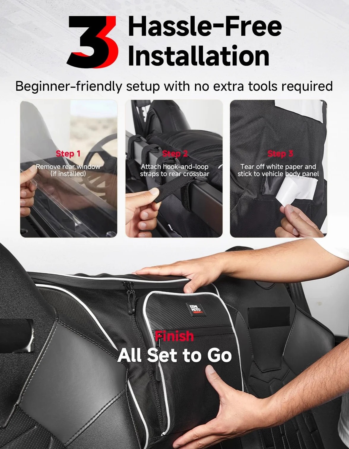 KEMIMOTO UTV Borsa portaoggetti dietro il sedile centrale compatibile con Polaris General 1000/XP 1000 2016-2024 General 1000 accessori borsa degli attrezzi grande capacità