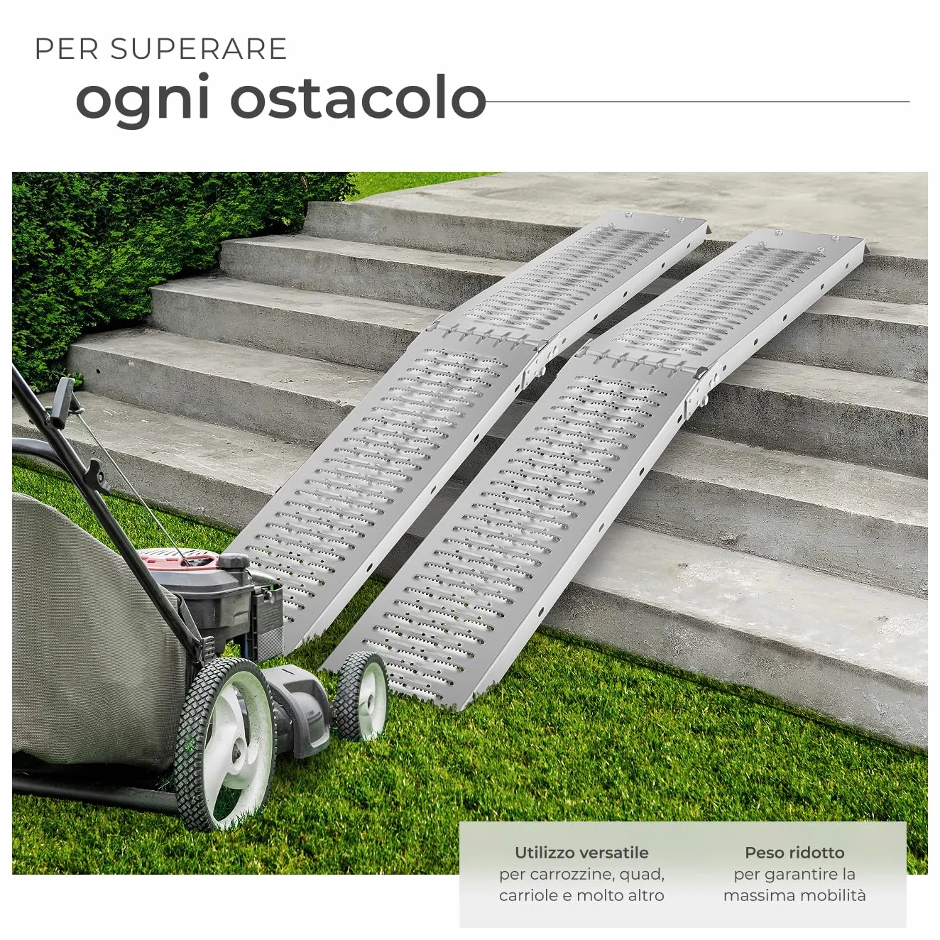 Tectake Rampe di Carico Pieghevoli in Acciaio Zincato 186 cm 400 kg