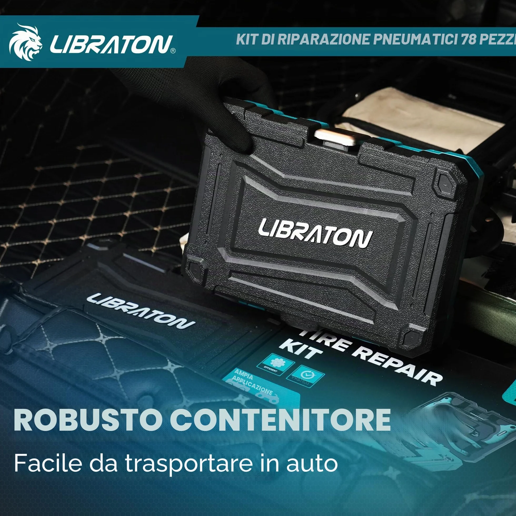 Libraton Kit Riparazione Pneumatici Auto Professionale per Fori e Puncture Tubeless