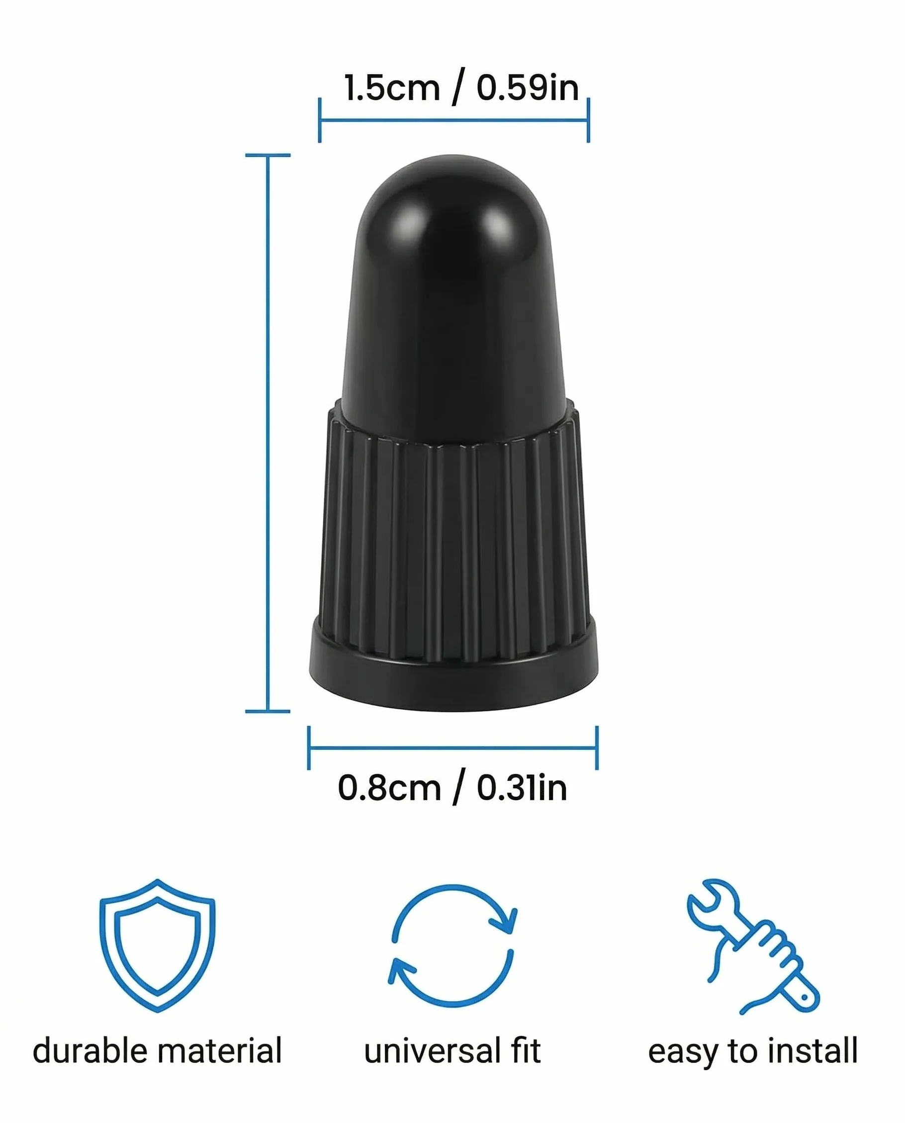 Tappi per Valvole, 20 pezzi in plastica rigida, pneumatici con Dunlop o Presta, adattatore, copertura camera d'aria, per Bicicletta Francese, Mountain Bici, corsa su strada (Nero)