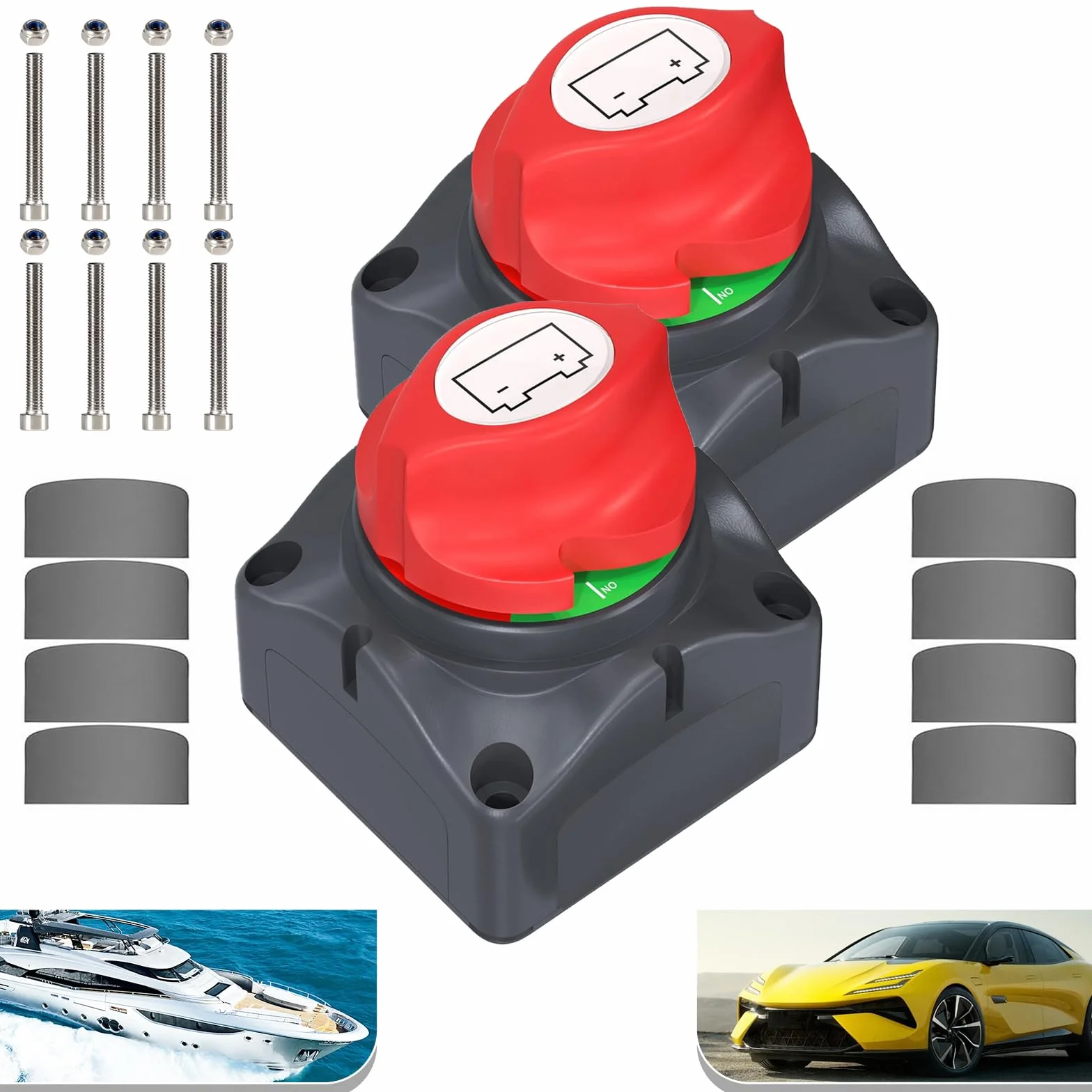 2 Pezzi Interruttore Stacca Batteria 275 A, Staccabatteria 12V 48V Interruttore di alimentazione Sezionatore batteria Master Disconnessione Batteria per Camper Yacht Barca Camion Autobus