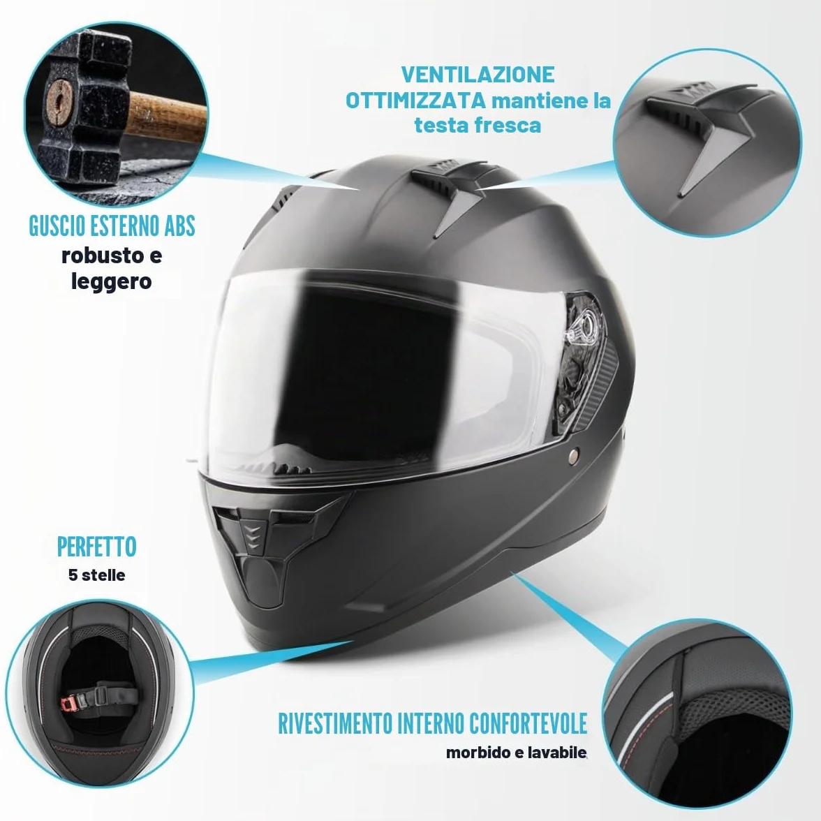 VINZ Kennet Casco Integrale Moto Donna Uomo XS-XXL ECE 22.06