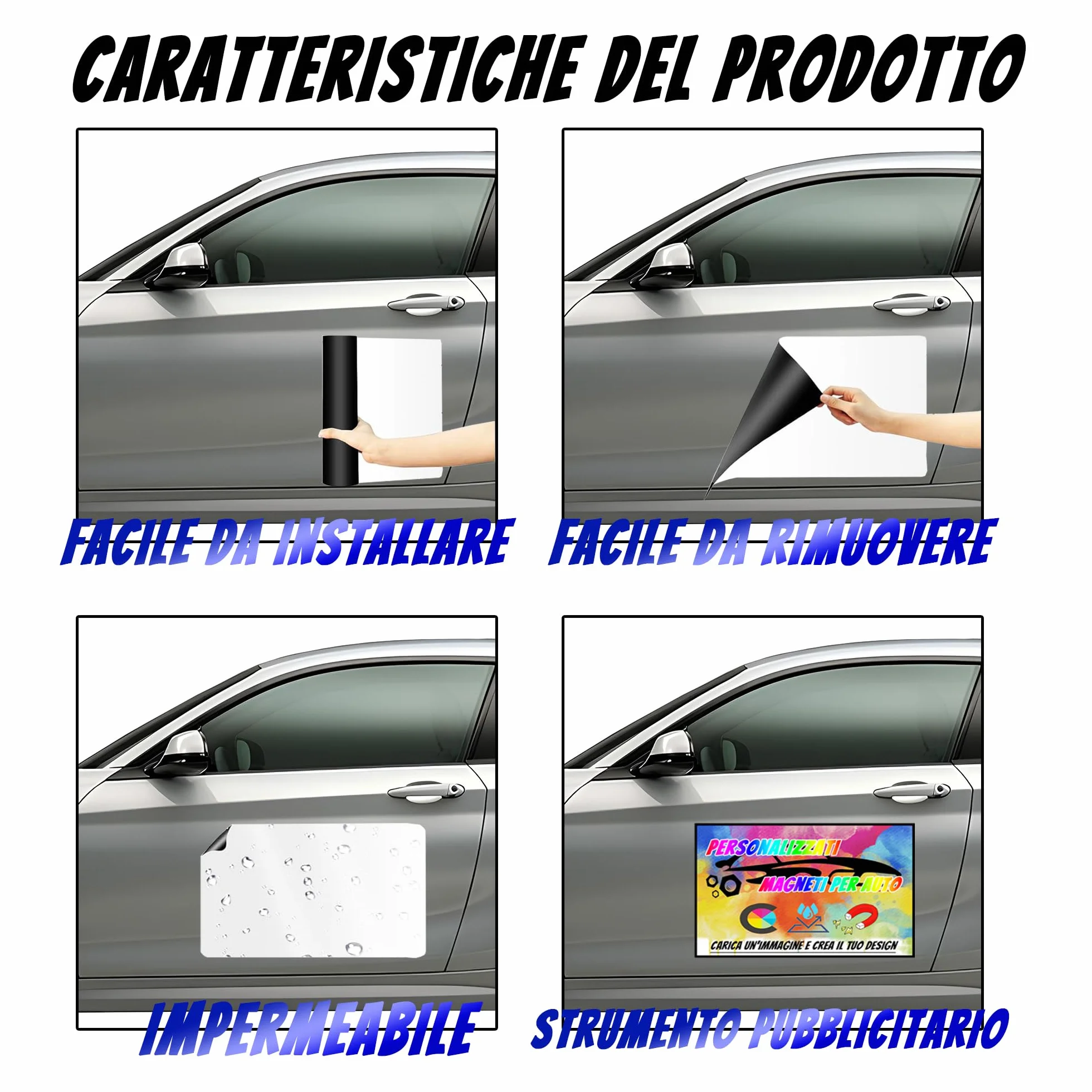 Adesivi per Auto Magneti Personalizzati con Testo e Logo, Magnete Pubblicità Aziendale