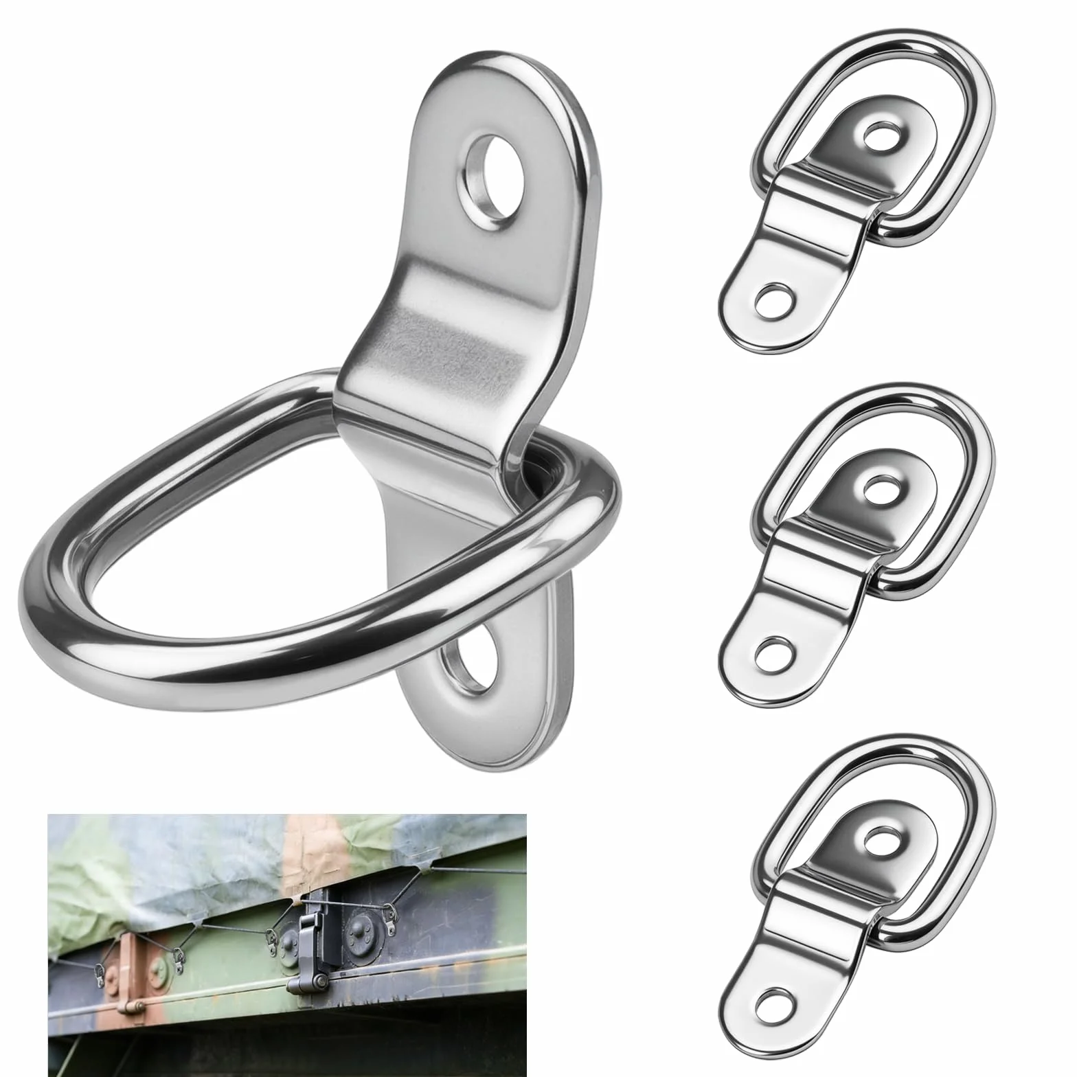 Anello di Ancoraggio Inox 4 Pezzi Carico Rimorchi Camion Furgoni SUV Barche