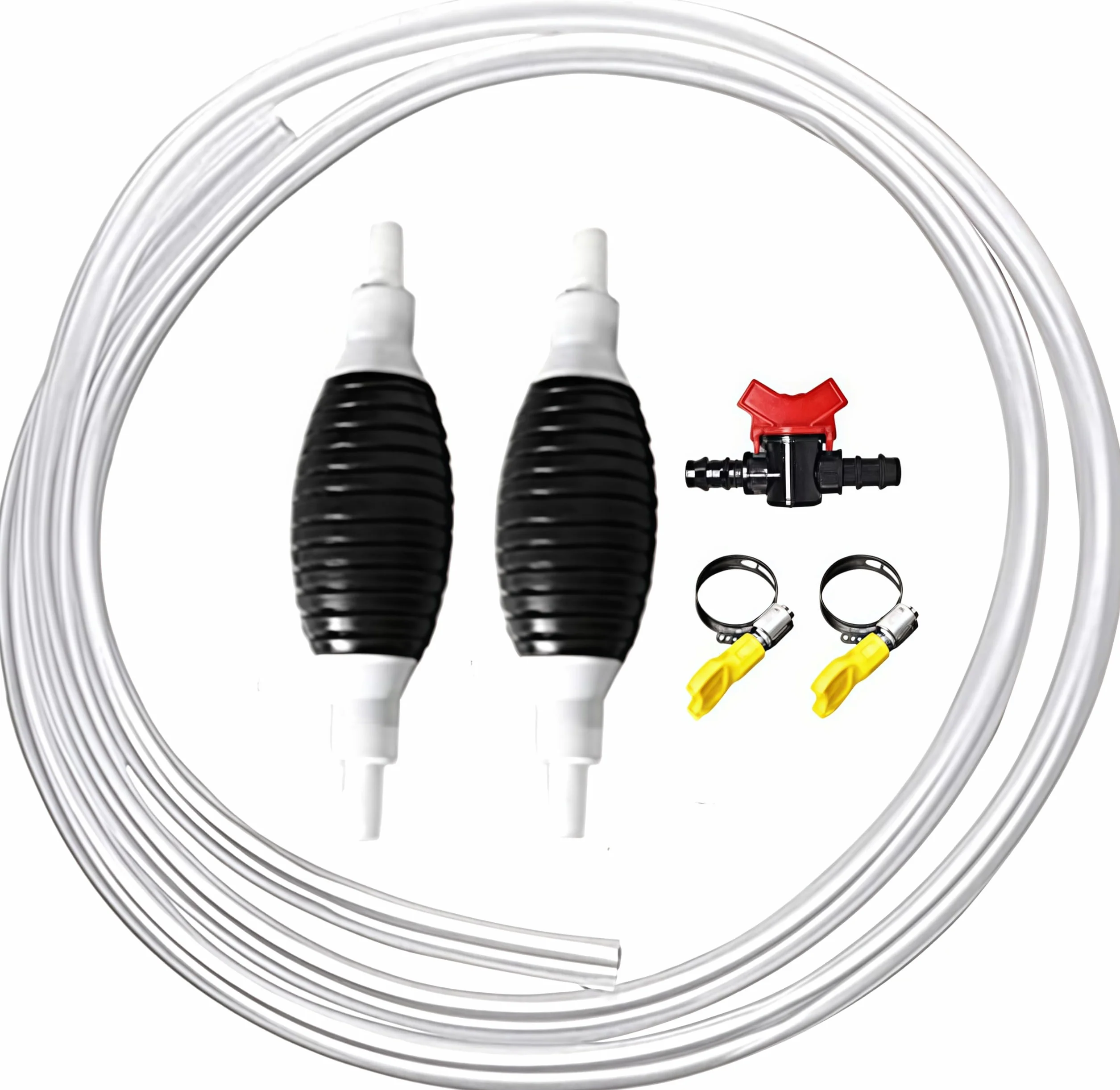 Pompa Trasferimento Liquido dell'Acqua,Pompa a sifone Manuale Portatile, Pompa Acqua Manuale Pompa di Mandata del Gasolio,2 Pz Pompa Manuale + 2 m Tubo Flessibile + Valvola