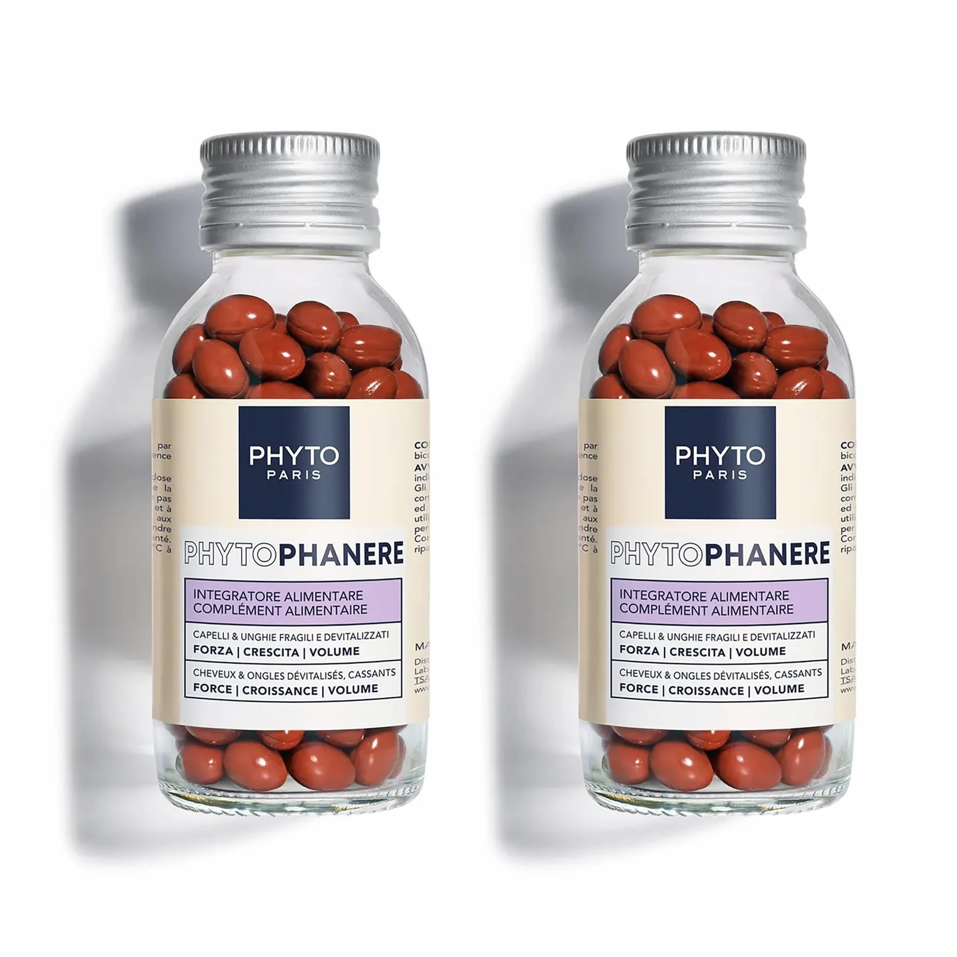 Phyto Phytophanere Integratore Alimentare Per Capelli e Unghie, Crescita e Volume, 180 Capsule