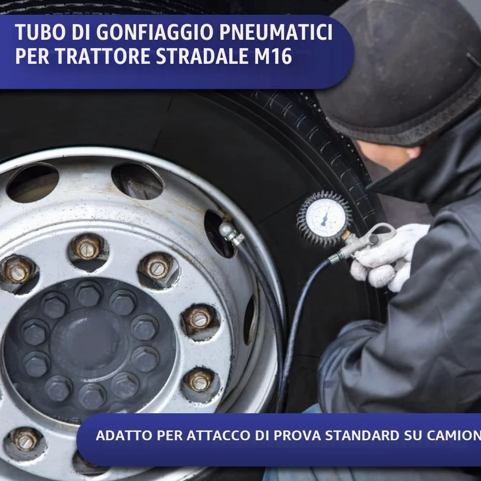 Tubo di riempimento per pneumatici M16 12 bar adatto per Volvo FH Scania Daf Iveco Man Renault Mercedes