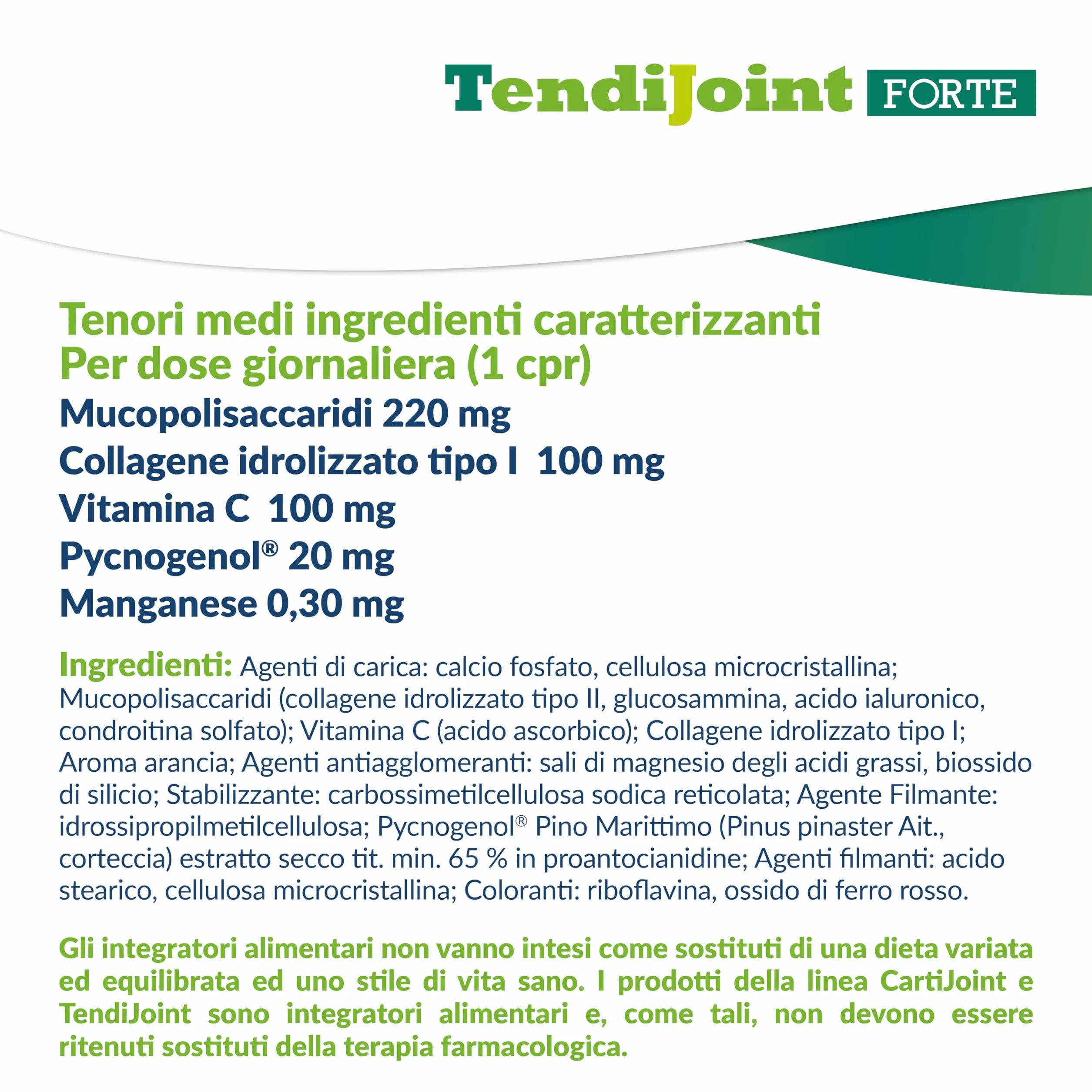 Fidia Farmaceutici TendiJoint FORTE 20 Compresse Integratore Alimentare per Tendini Senza Glutine Lattosio