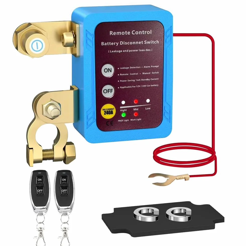 Stacca Batteria 12V con Telecomando, 240A Remoto Staccabatteria Automatico Senza Fili, Stacca Batteria per Auto, Stacca Batterie con Telecomando per Auto, Camper, Quad, Camion e Barca
