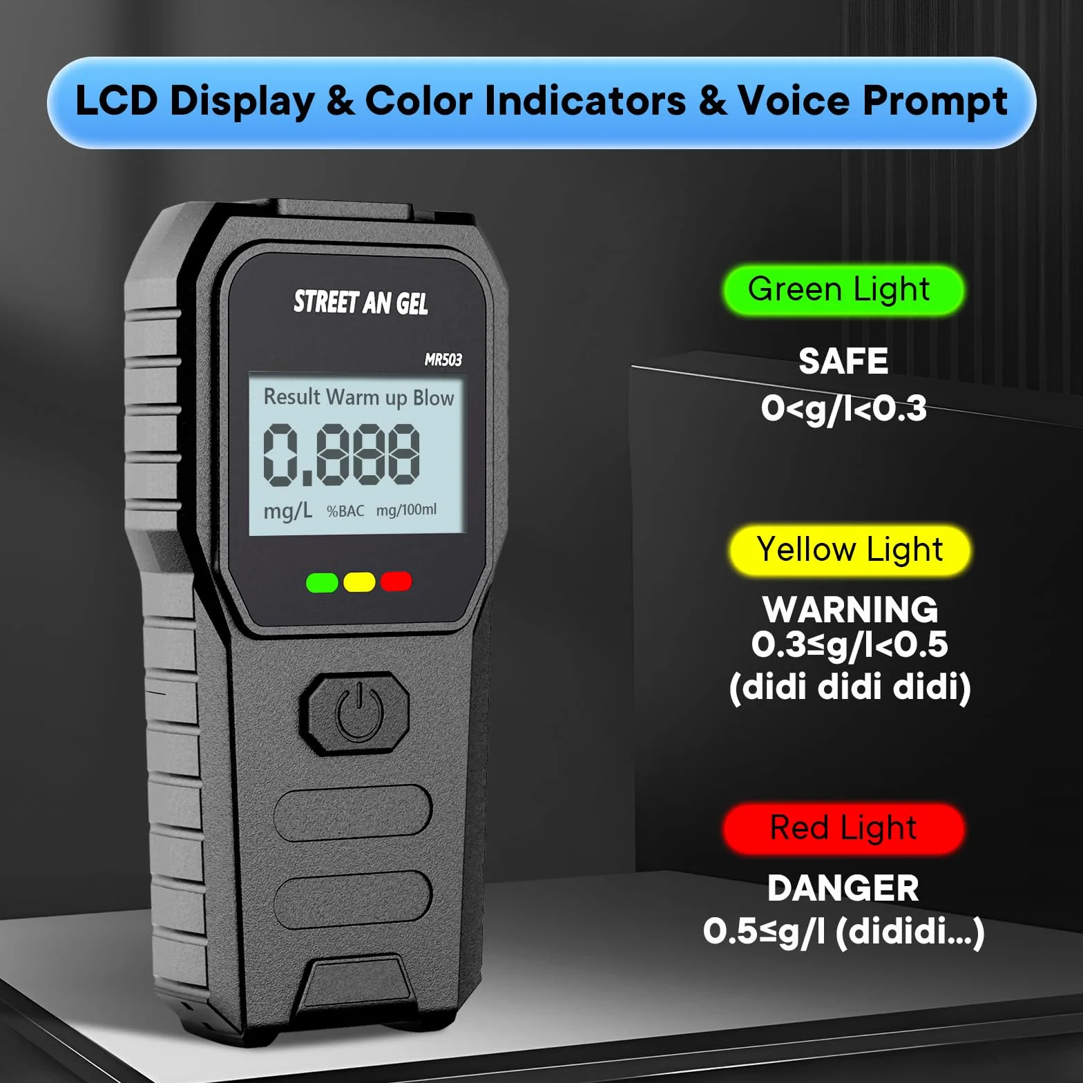 Etilometro Portatile Certificato, Alcol Test Professionale con Display Digitale LCD, Chip ad Alta Sensibilità e 10 Bocchini , Precisione di Grado, Misuratore Alcolico per Uso Domestico e Personale