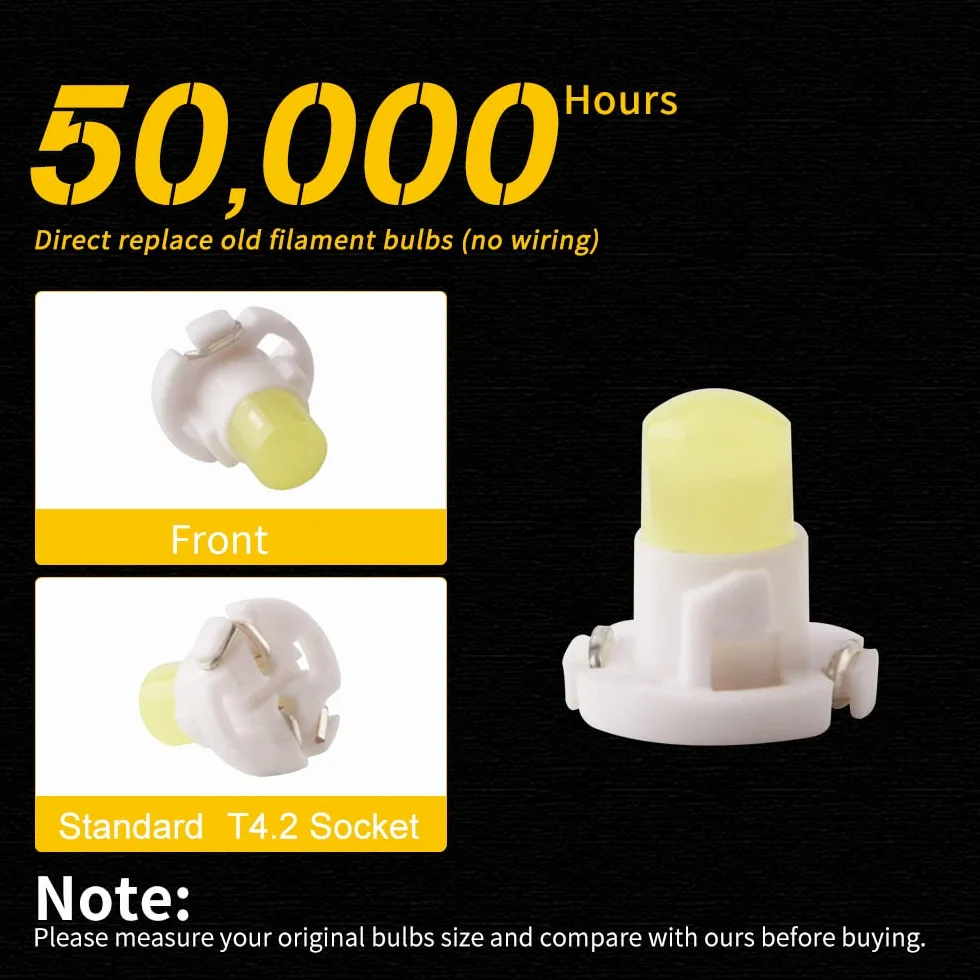 Qasim LED COB Lampadine T4.2 1SMD Bianco 12V per Auto