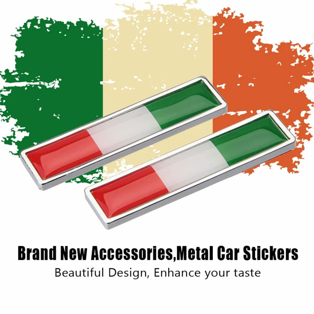 2 pezzi adesivi metallici della bandiera nazionale, adesivi di cartelli per auto, bandiera italiana per le decalcomanie per auto 3d emblema accessori per paraurti 3D