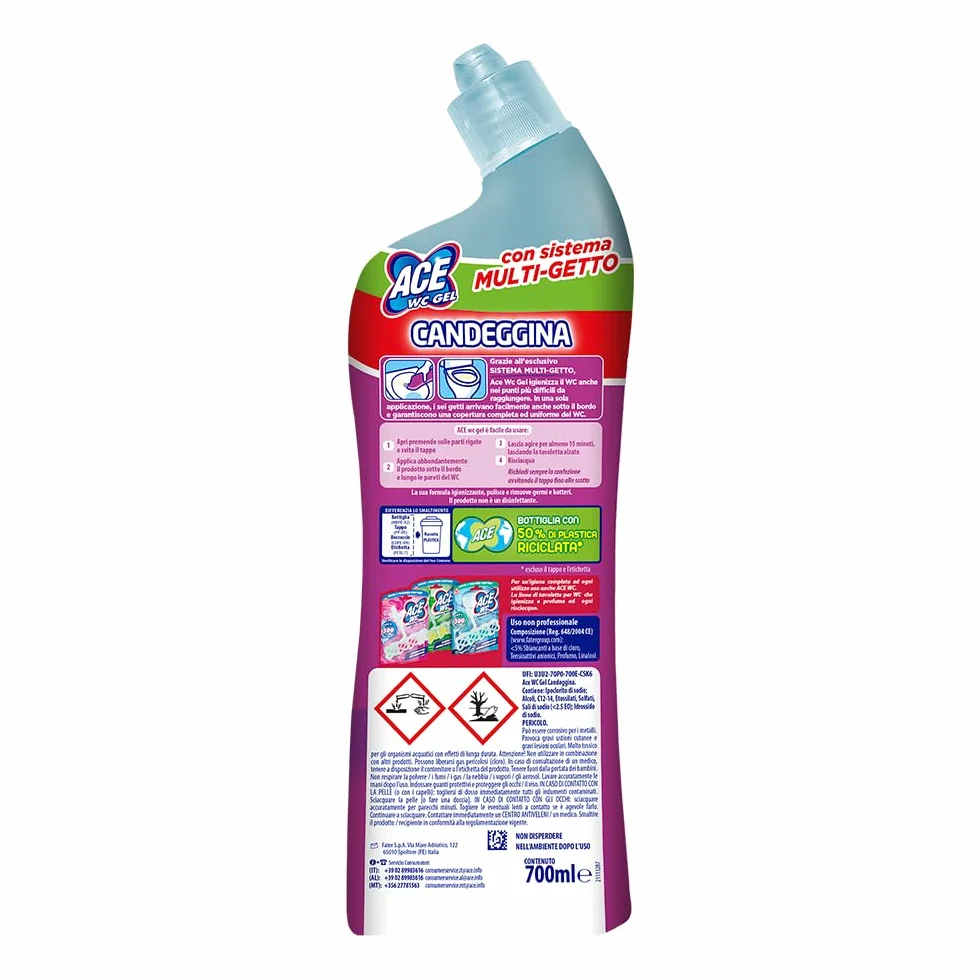 ACE WC GEL Multigetto Candeggina Igienizzante, 2 Confezioni da 700ml