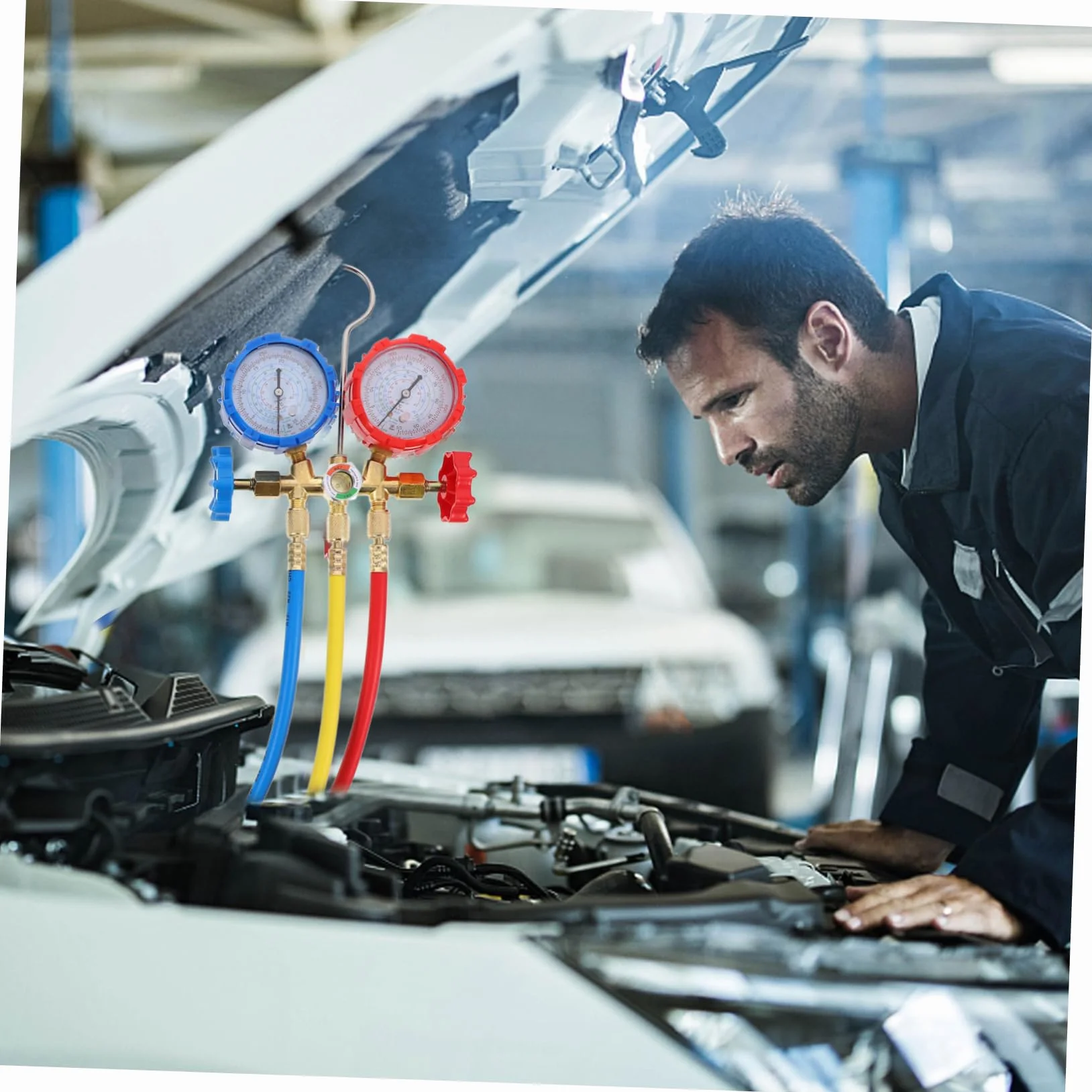 ULTECHNOVO 1 Set Completo per Climatizzatori con Manometro Tubo e Accessori Strumento Professionale per Controllo Pressione e Sicura Aria Condizionata Auto