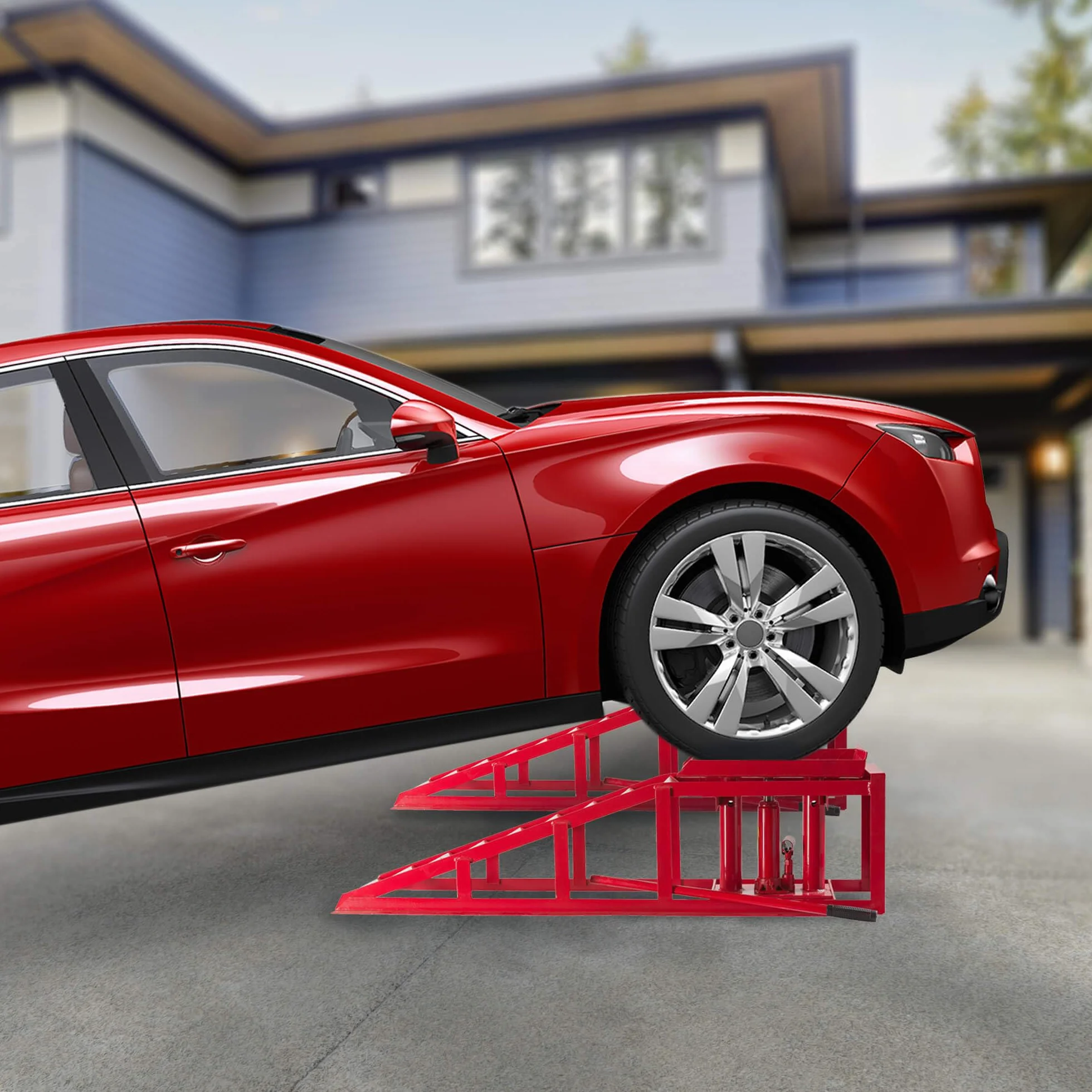 Arebos Rampa Sollevamento per Auto Veicolo | Rampe di carico |Pedane auto | Rampa per auto | 2T Jack | Martinetto Idraulico Regolabile