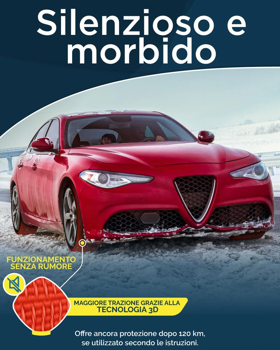 ARLUM Calze da Neve Omologate Italia EN 16662-1 Control Due Catene da Neve in Tessuto per Auto Snow Sock Taglia XL R14-R22