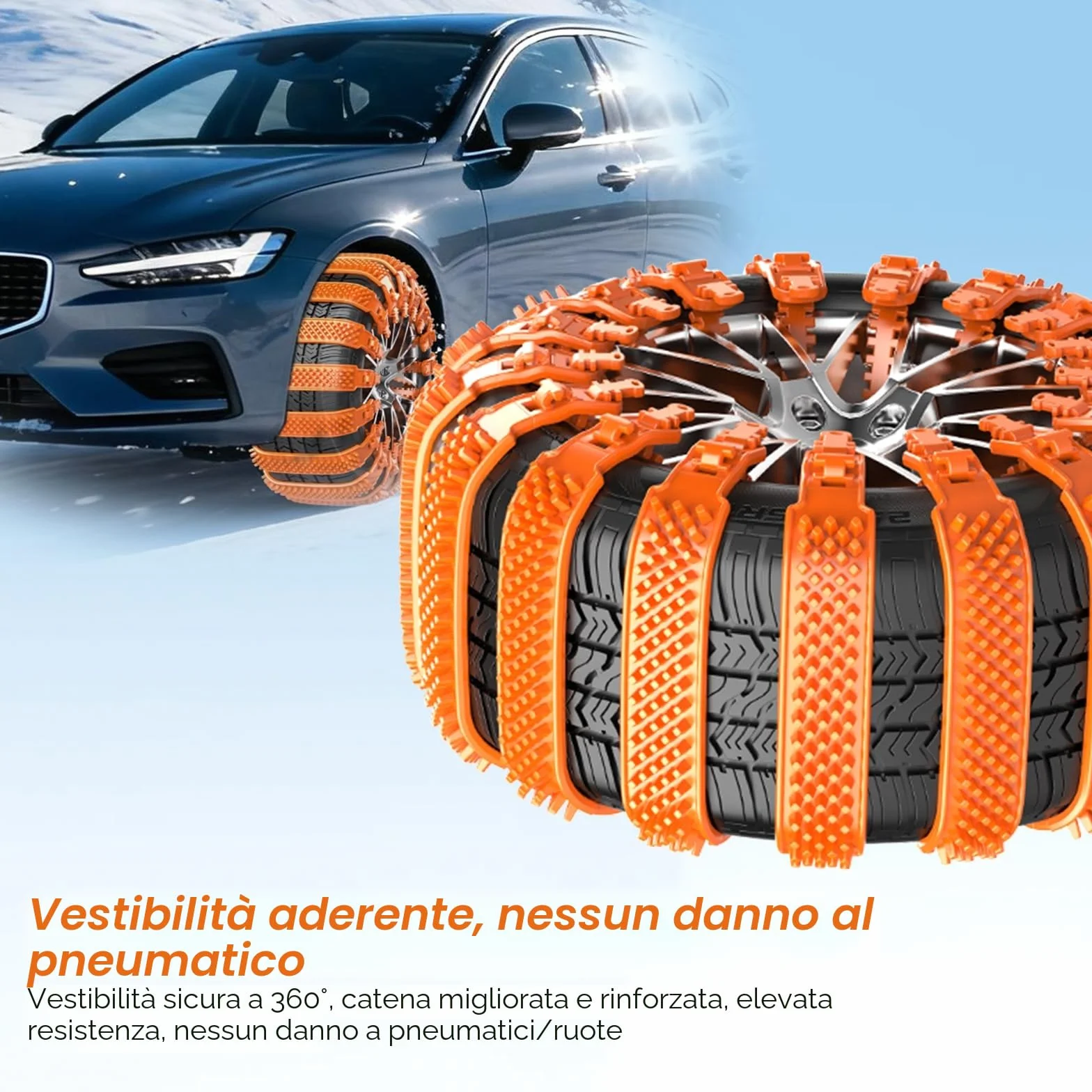 Catene da neve automatiche universali Oziral - Tipo a sgancio rapido per pneumatici 165-255 - 10 pezzi antiscivolo di emergenza per auto, SUV, camion