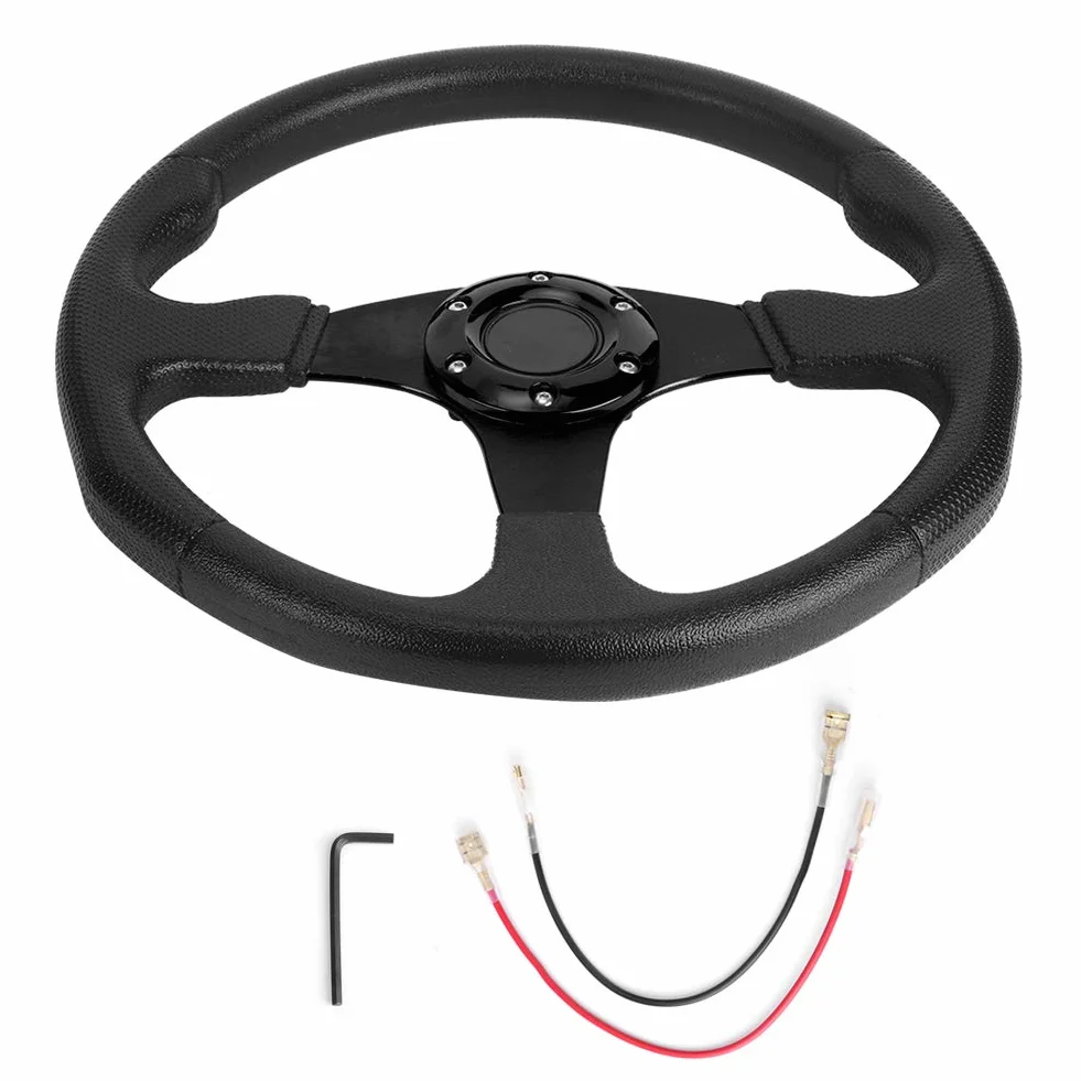 350mm 14in Auto Wheel Deep Dish 6 Bulloni Volante Sportivo Sterzo Sportivo Nero Piatto Accessorio Universale Modificato