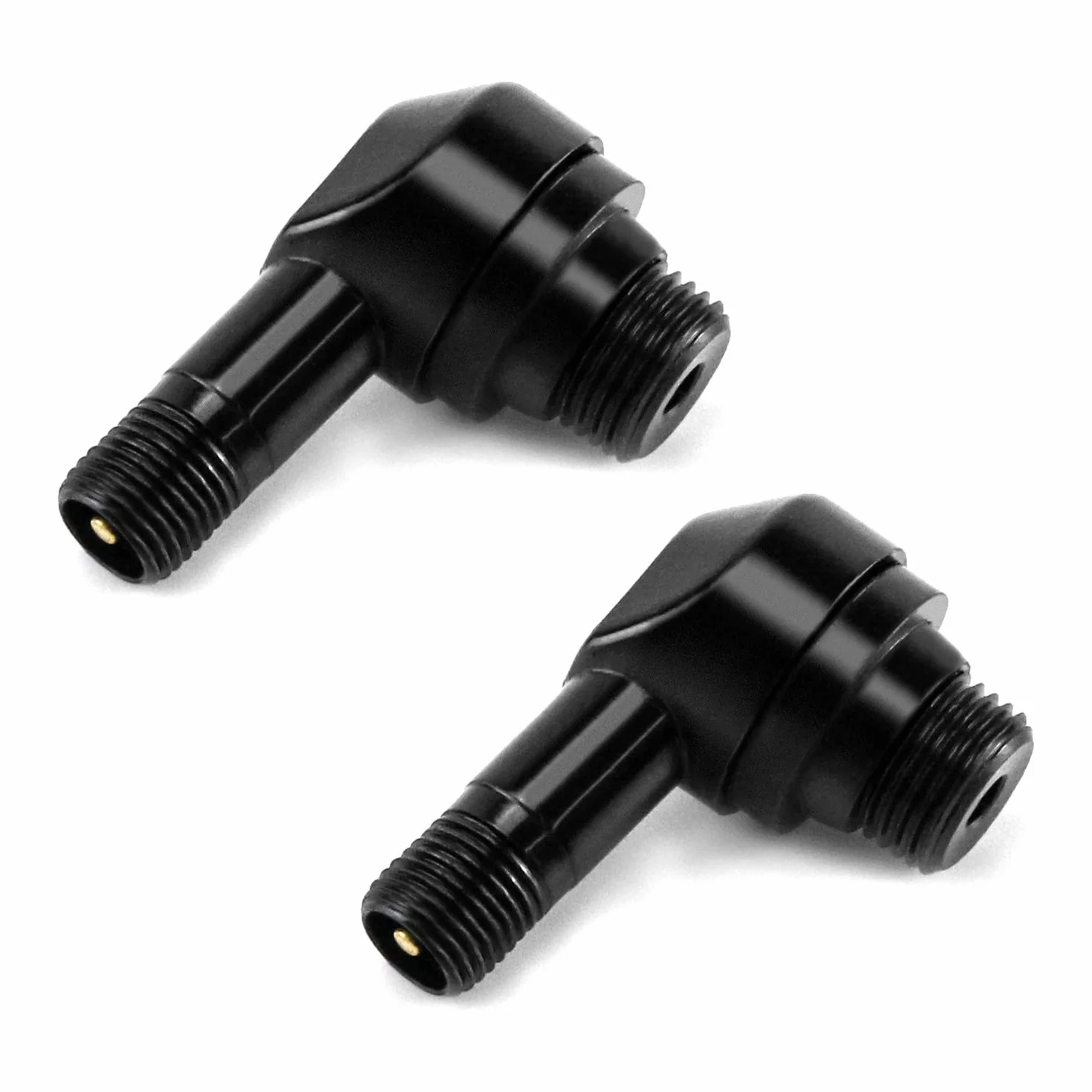 QWORK Adattatore Valvola Pneumatico 90° Lega Alluminio Nero 2 Pezzi